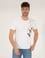 Ekru Slim Fit Baskılı Bisiklet Yaka Tişört