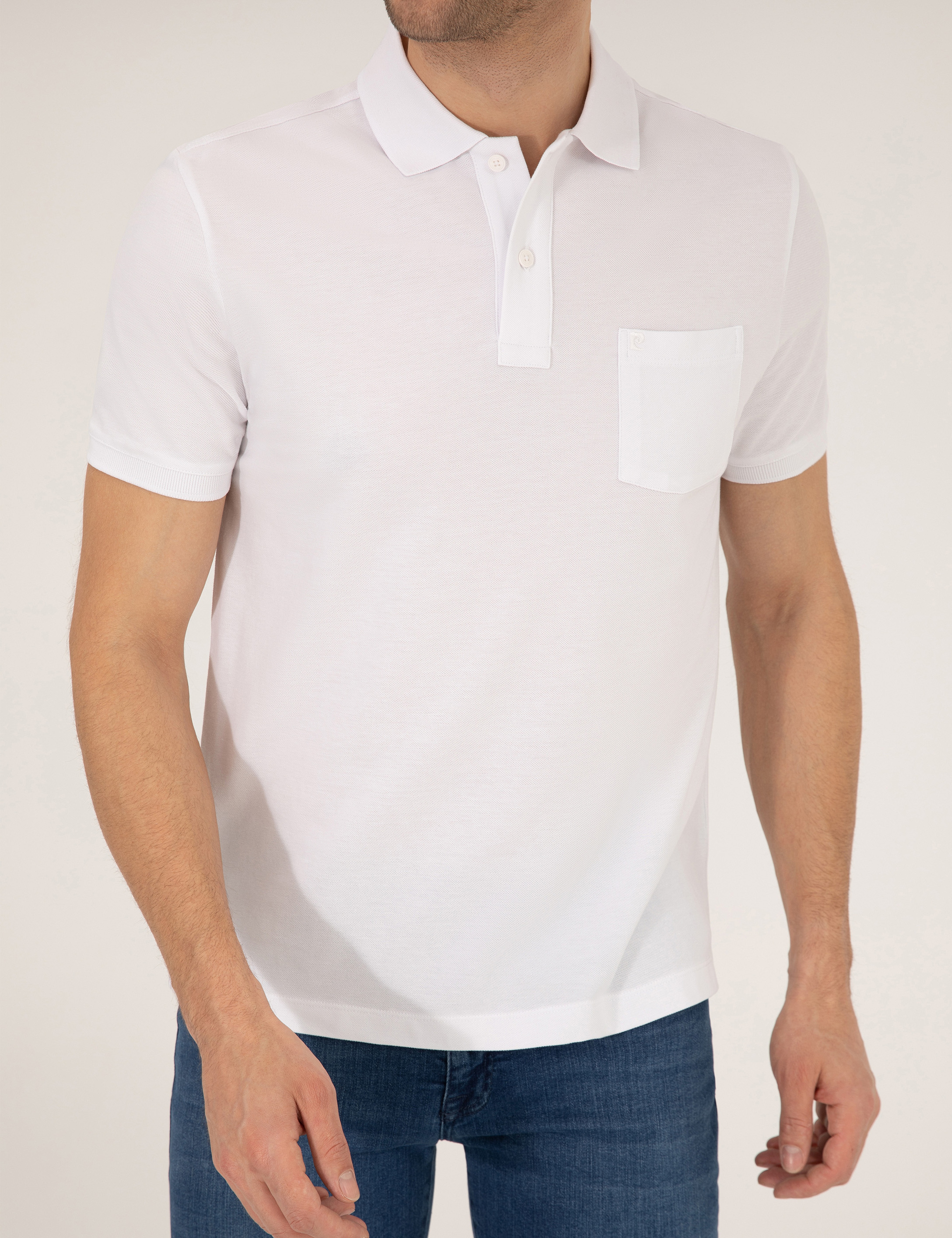 Beyaz Regular Fit %100 Pamuk Düğmeli Polo Yaka Basic Tişört