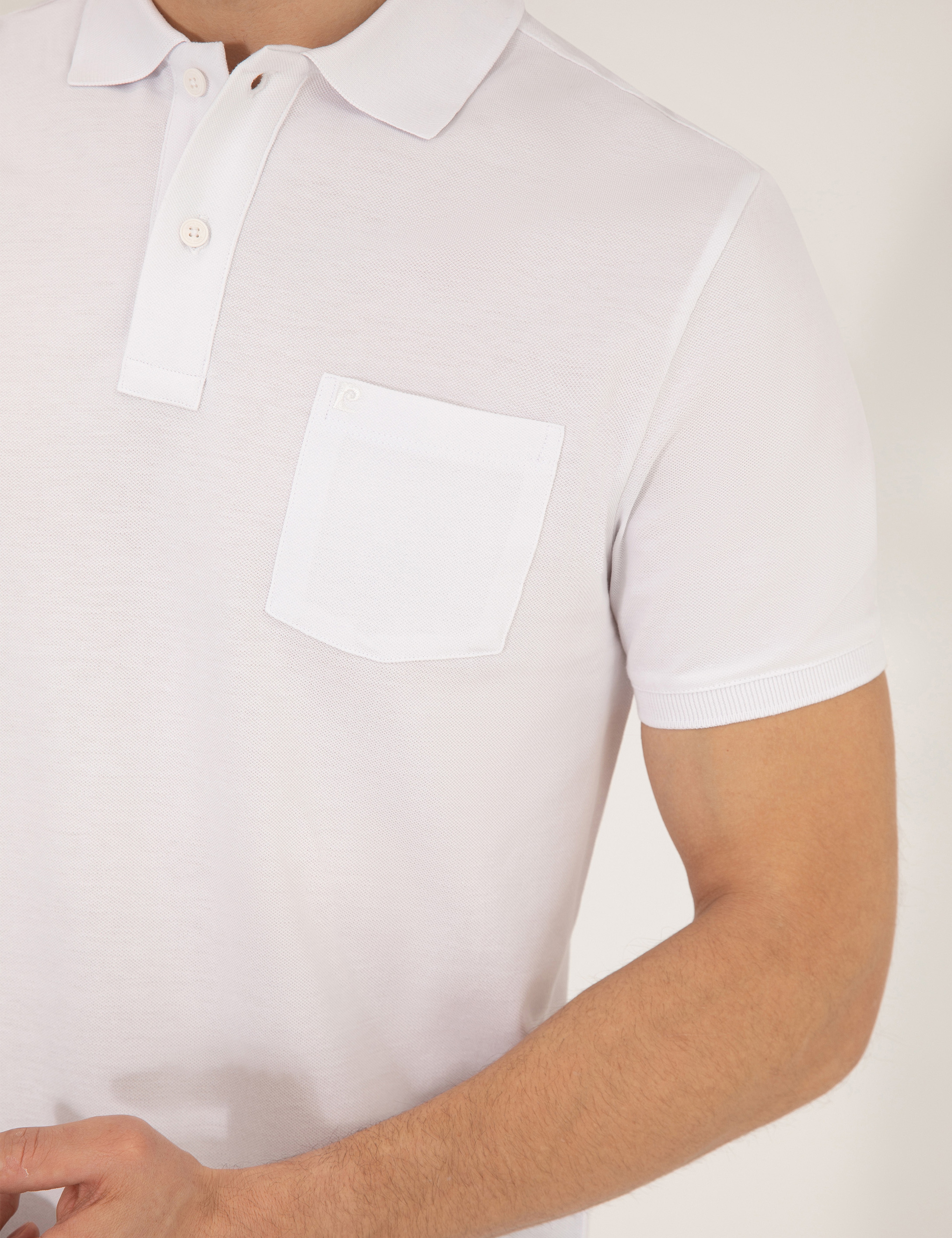 Beyaz Regular Fit %100 Pamuk Düğmeli Polo Yaka Basic Tişört