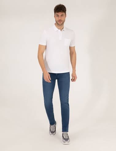 Beyaz Regular Fit Polo Yaka Basic Tişört