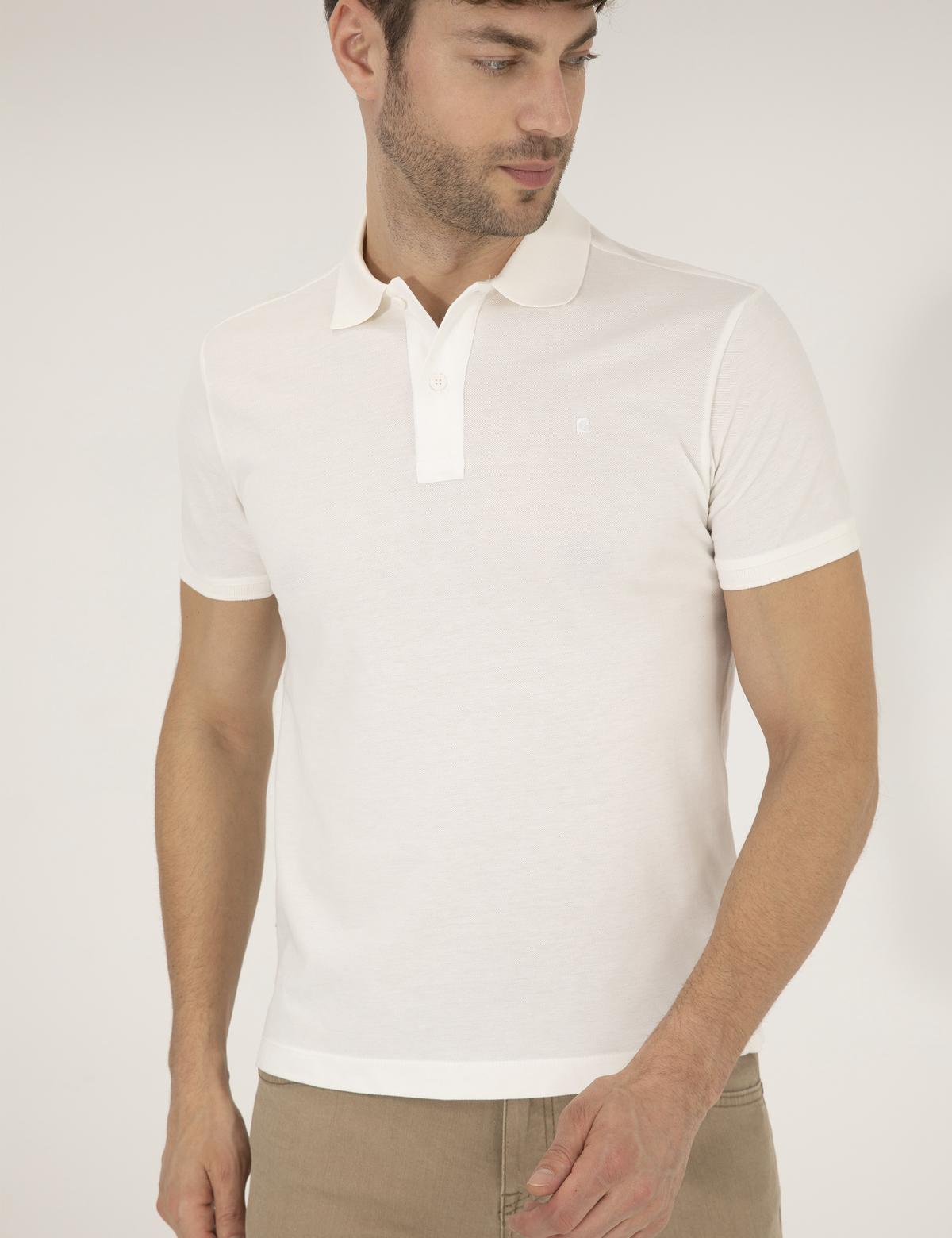 Beyaz Slim Fit Polo Yaka Basic Tişört - 50262660029