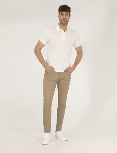 Beyaz Slim Fit Polo Yaka Basic Tişört - 50262660029