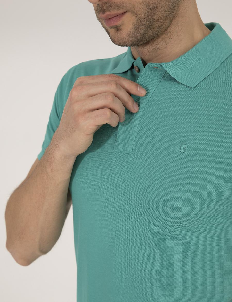 Yeşil Slim Fit Polo Yaka Basic Tişört