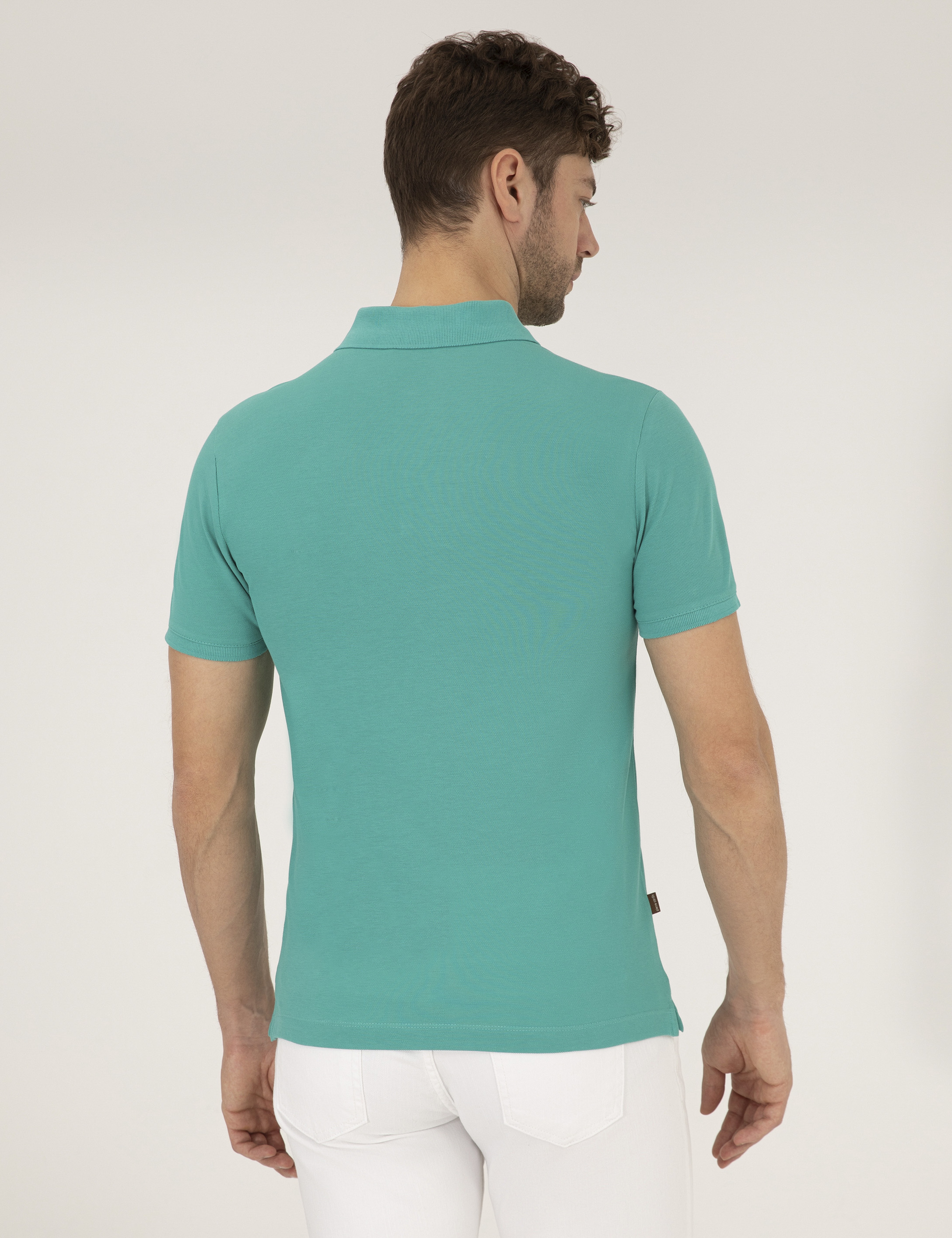 Yeşil Slim Fit Polo Yaka Basic Tişört - Image 5