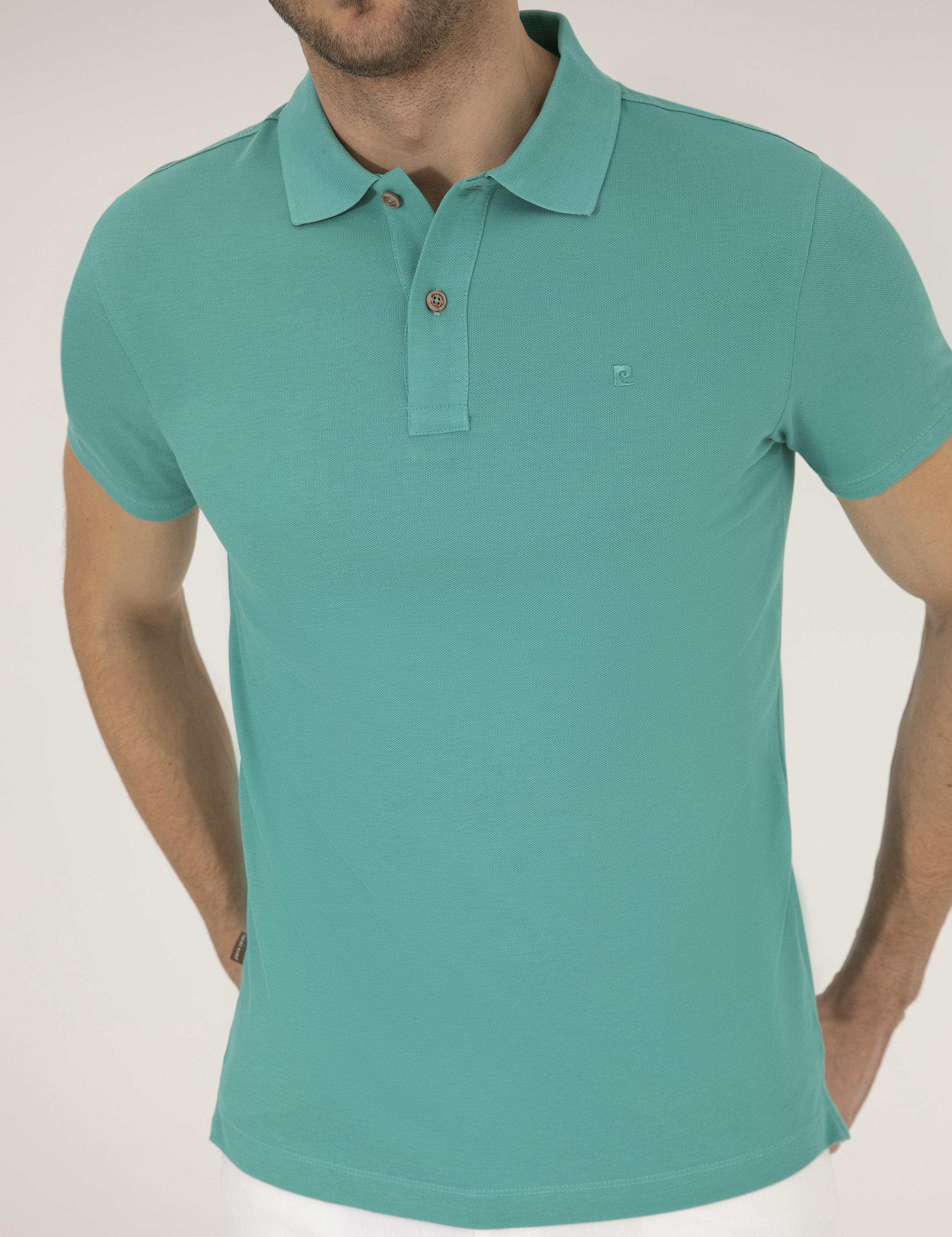 Yeşil Slim Fit Polo Yaka Basic Tişört