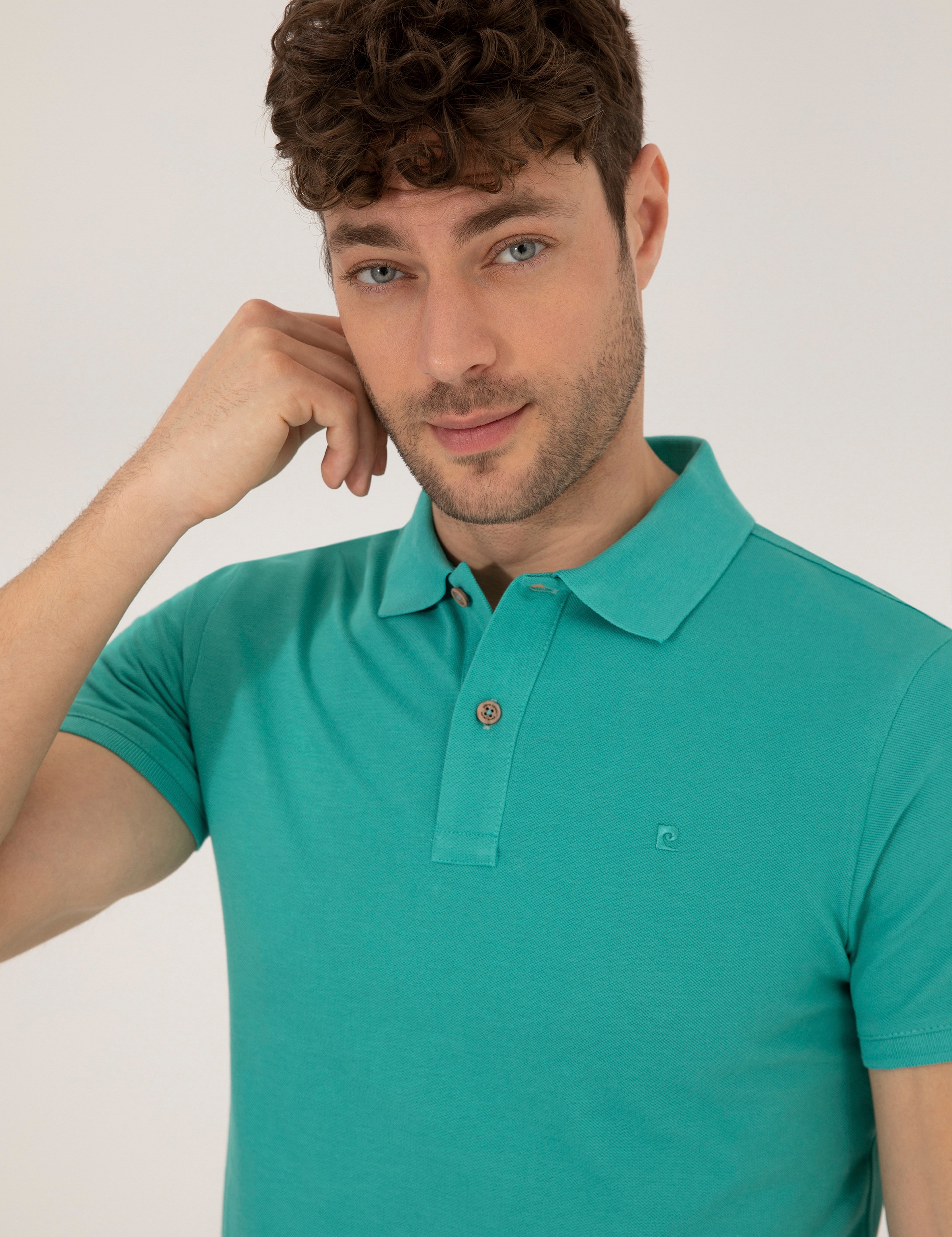 Yeşil Slim Fit Polo Yaka Basic Tişört - Image 2