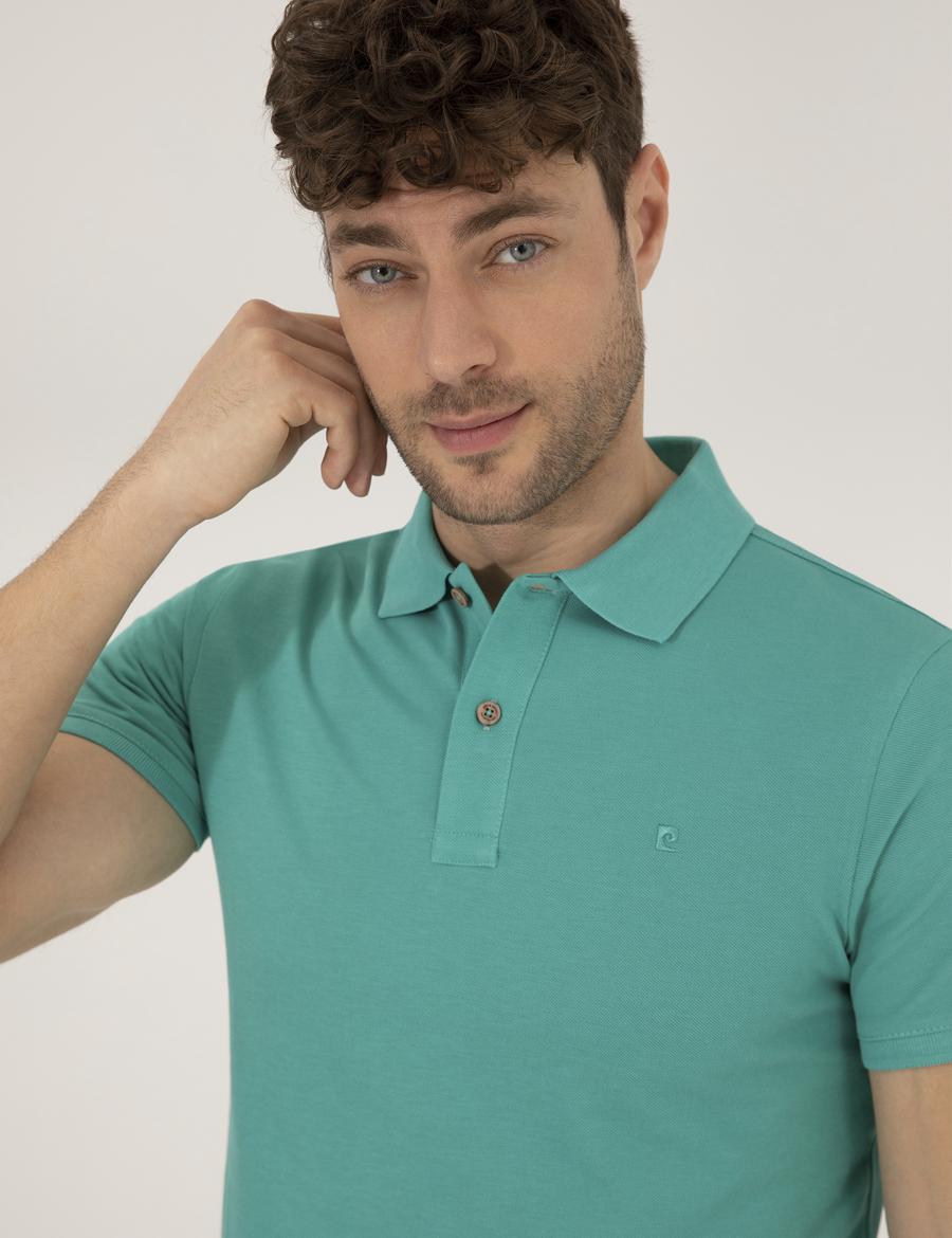 Yeşil Slim Fit Polo Yaka Basic Tişört