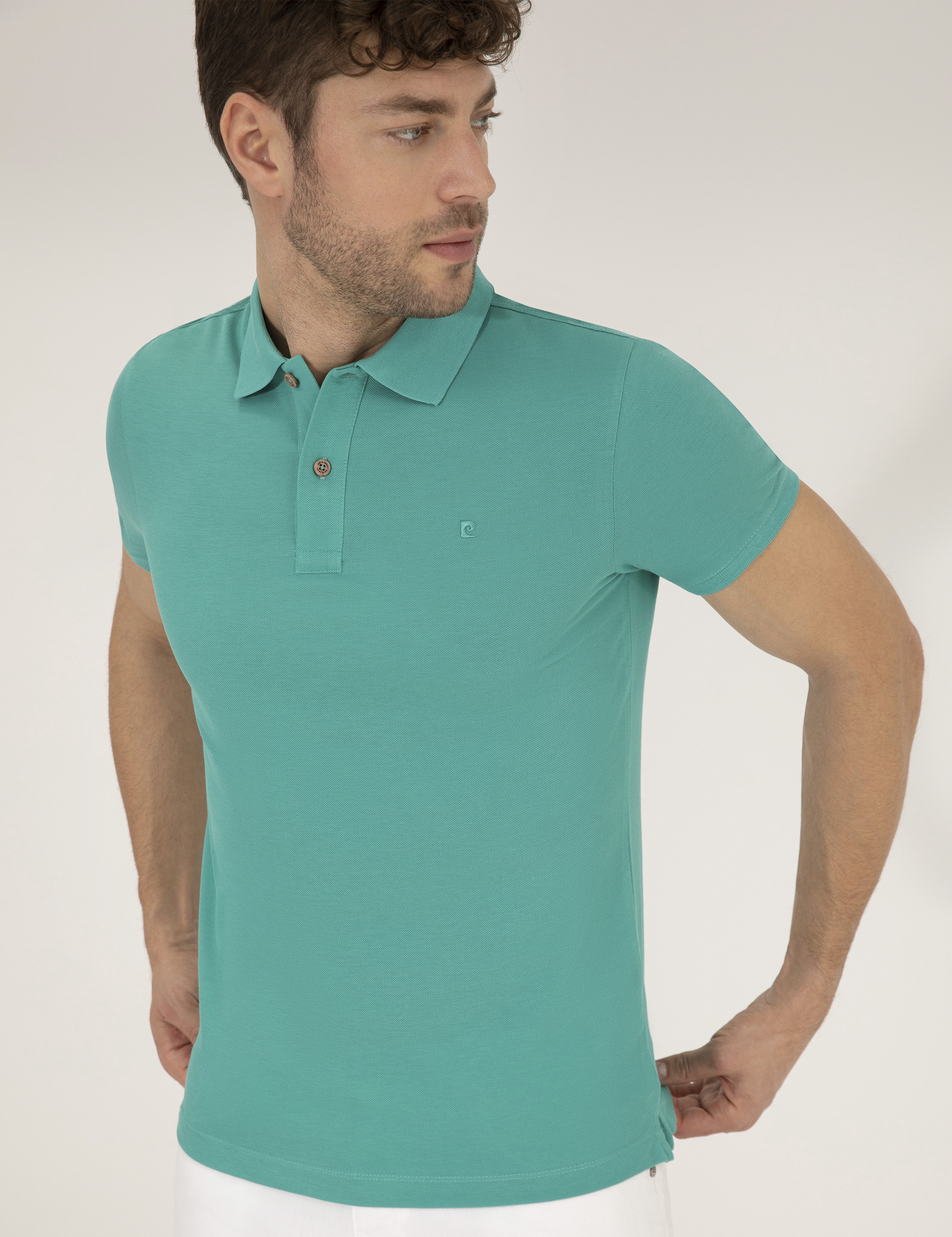 Yeşil Slim Fit Polo Yaka Basic Tişört - Image 3
