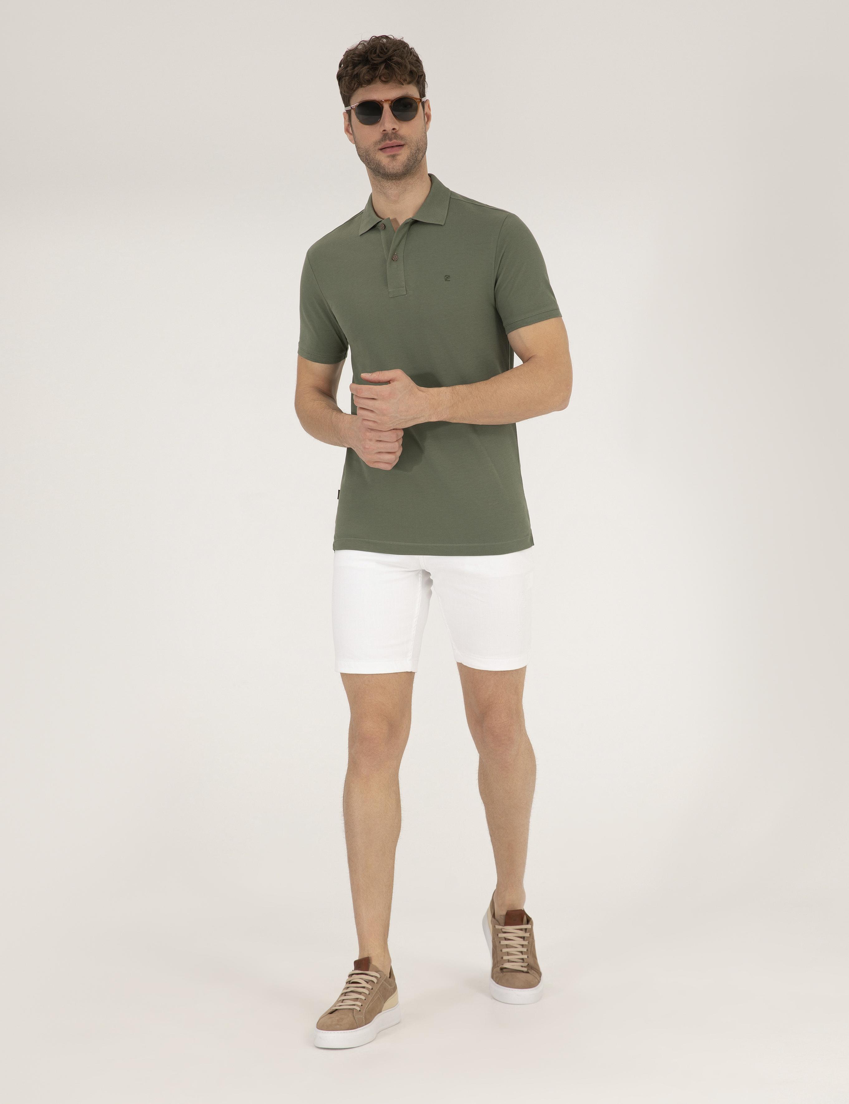 Haki Slim Fit  Polo Yaka Basic Tişört