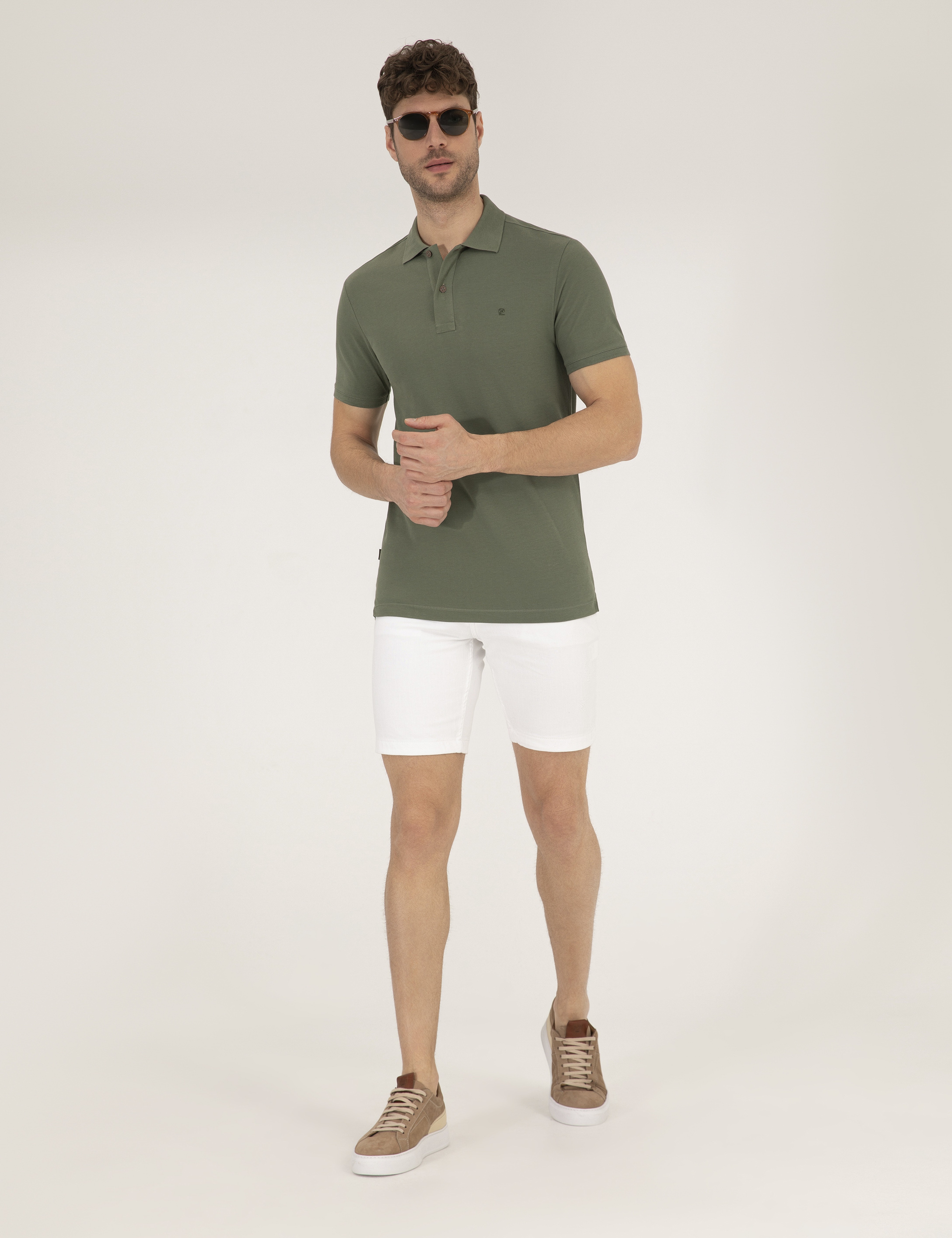 Haki Slim Fit Polo Yaka Basic Tişört - Image 5