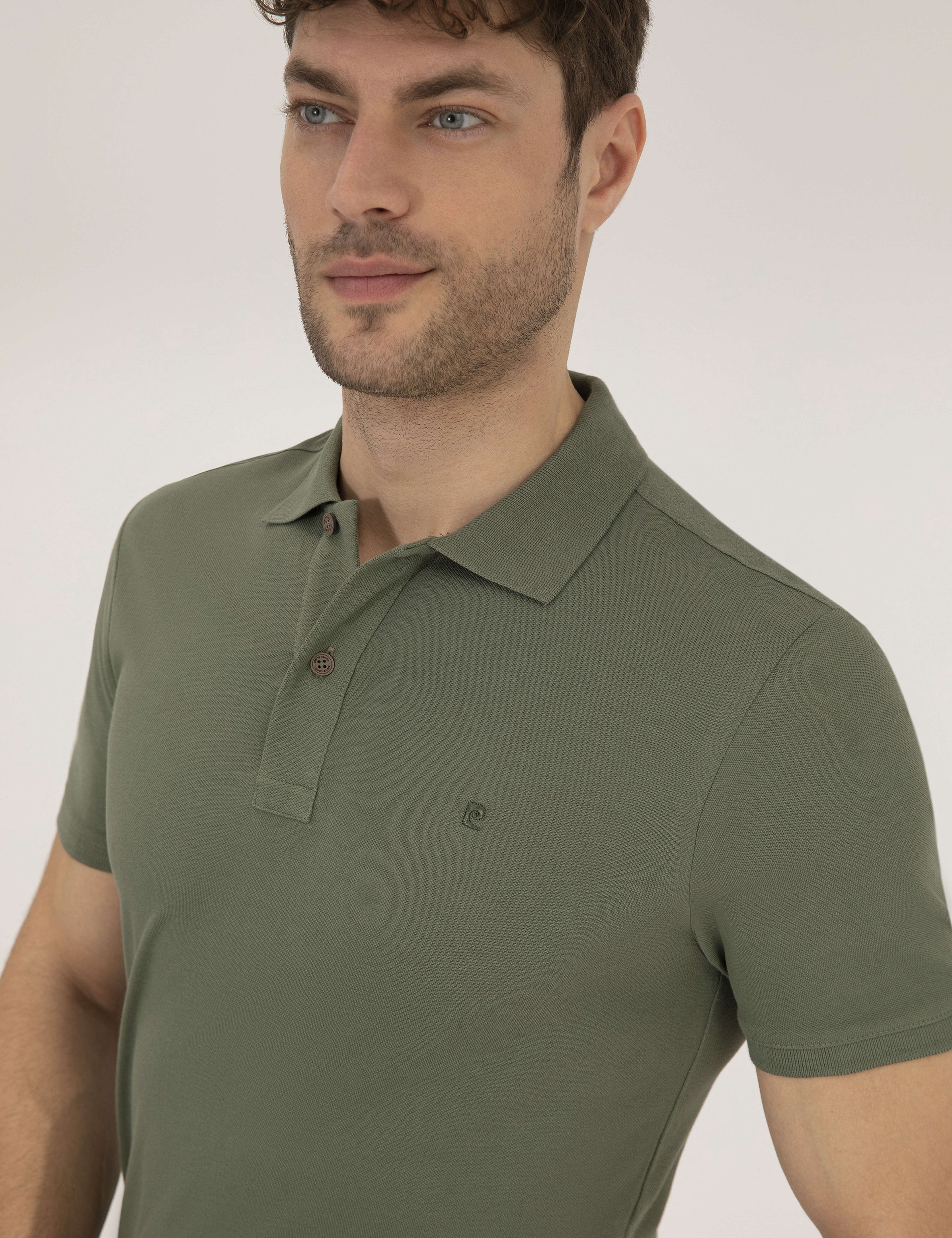 Haki Slim Fit Polo Yaka Basic Tişört - Image 2