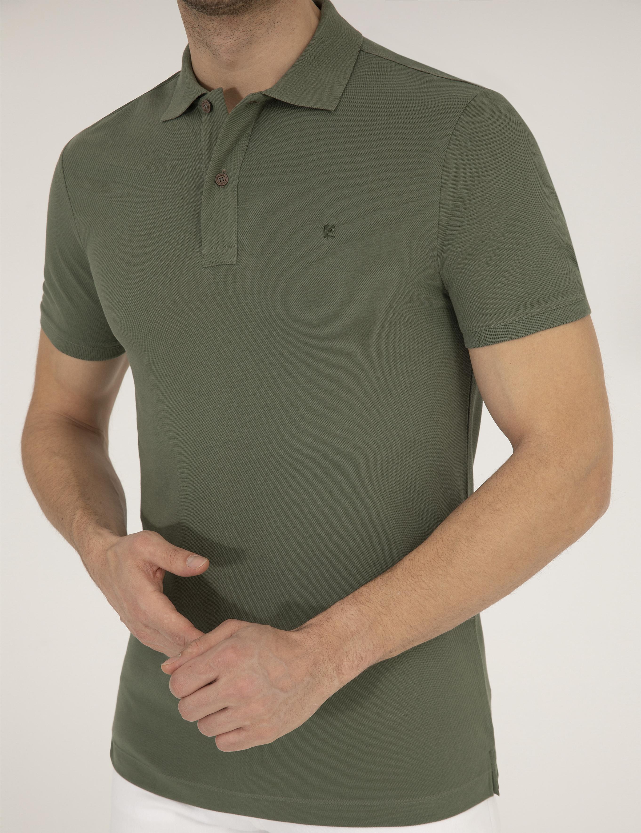 Haki Slim Fit  Polo Yaka Basic Tişört