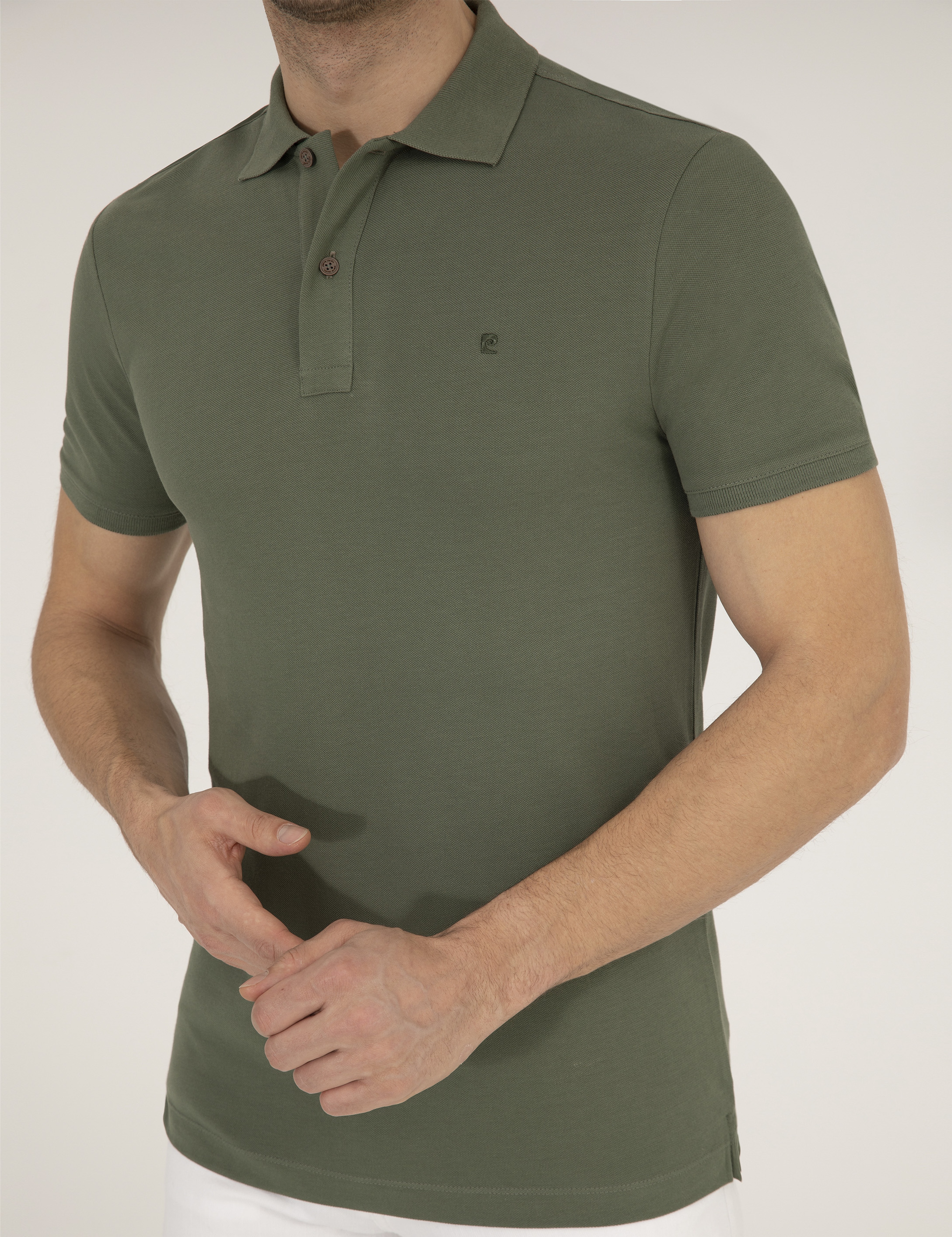 Haki Slim Fit Polo Yaka Basic Tişört - Image 6