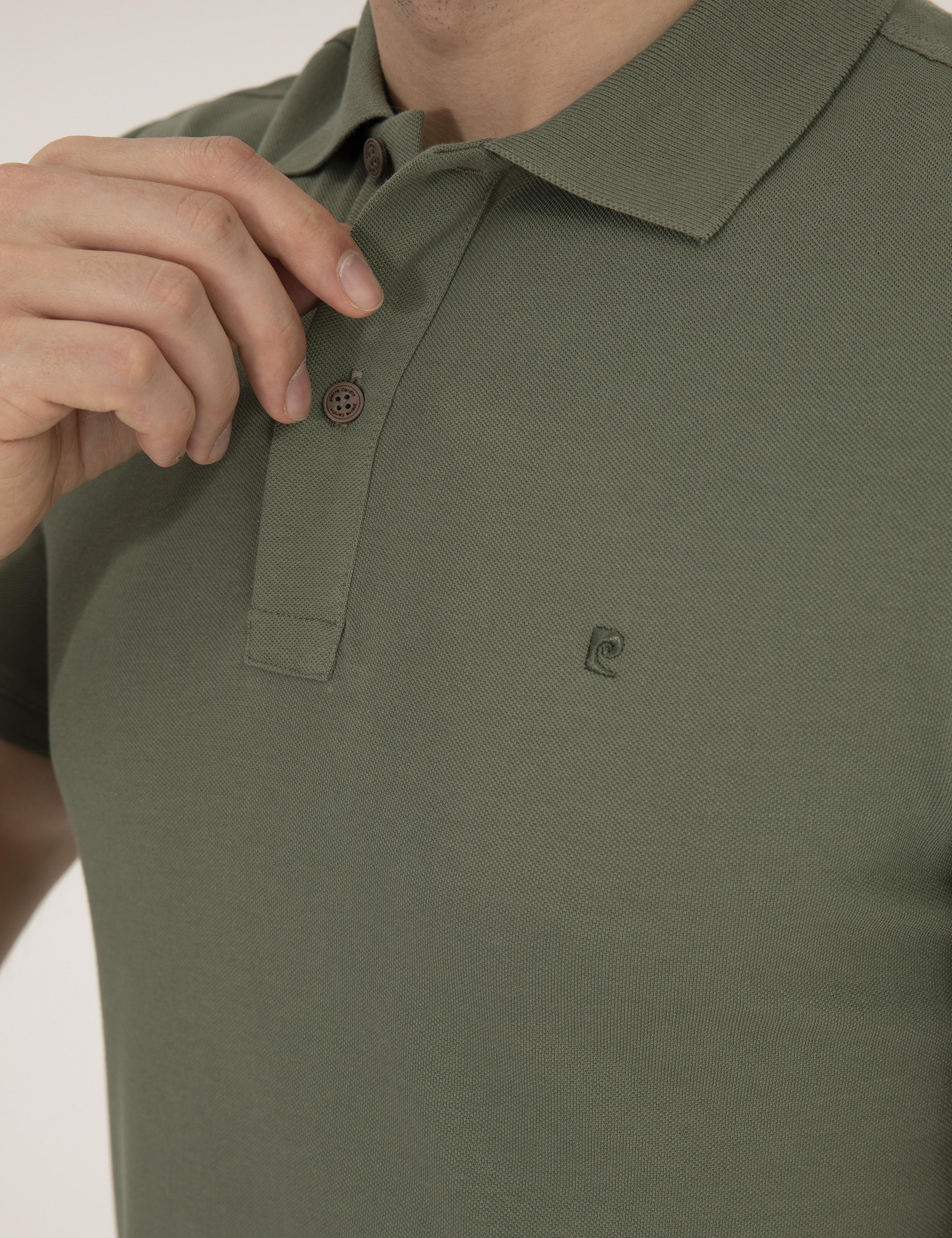 Haki Slim Fit  Polo Yaka Basic Tişört