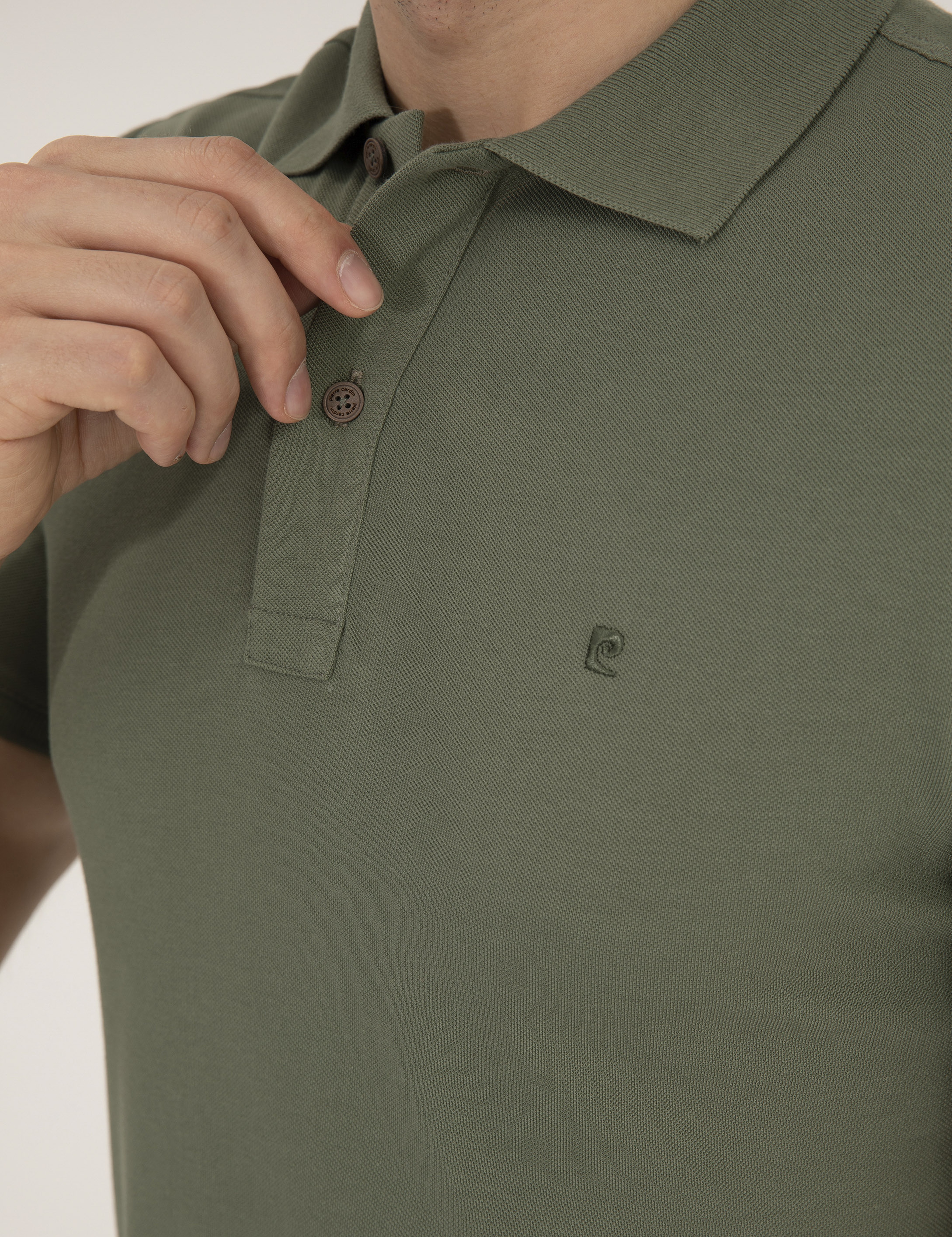 Haki Slim Fit Polo Yaka Basic Tişört - Image 7