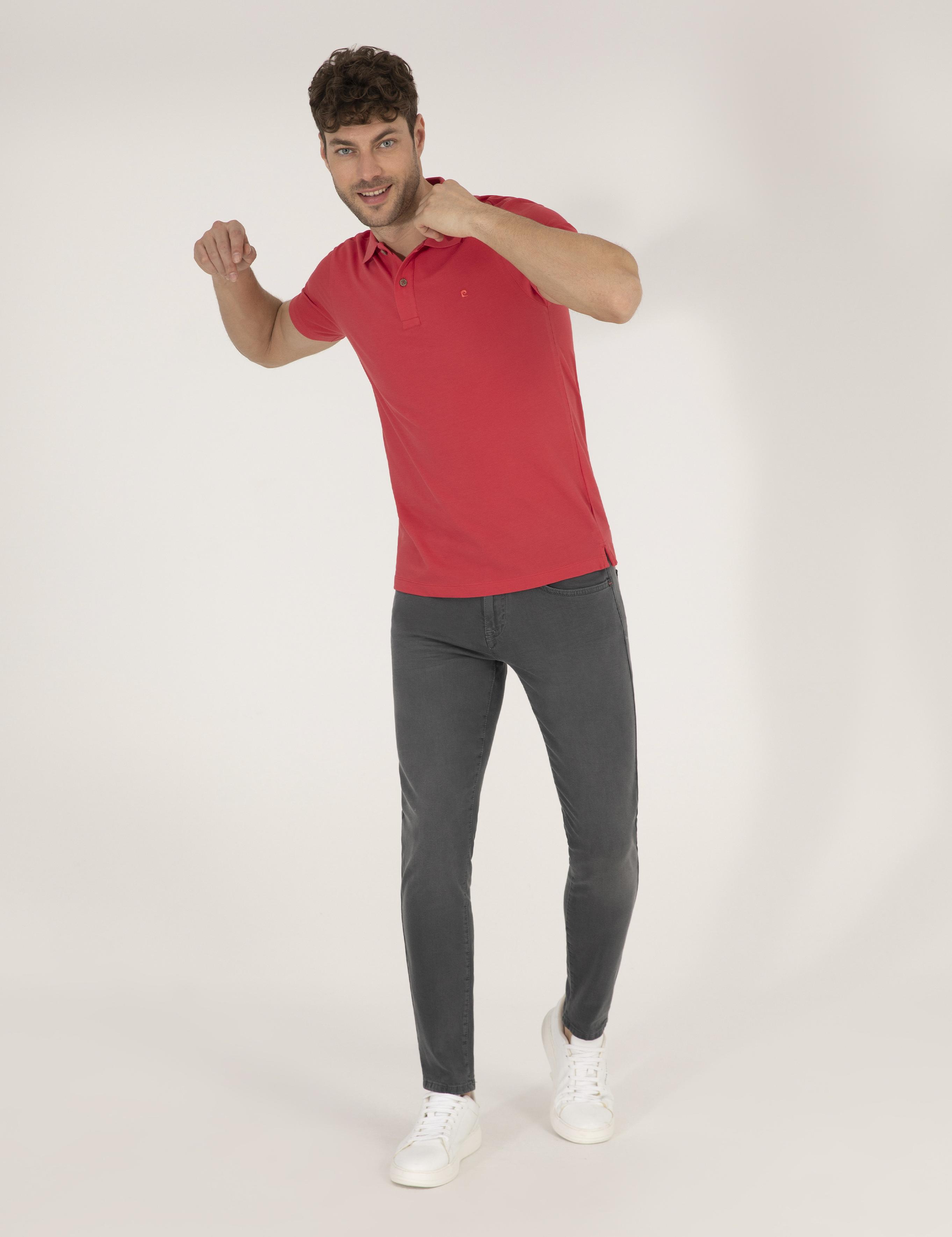 Kırmızı Slim Fit Polo Yaka Basic Tişört