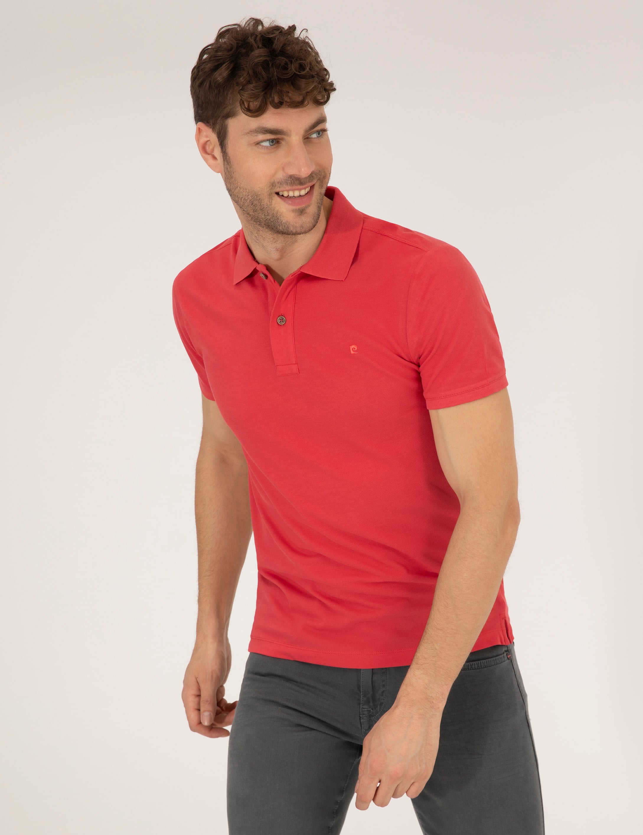 Kırmızı Slim Fit Polo Yaka Basic Tişört