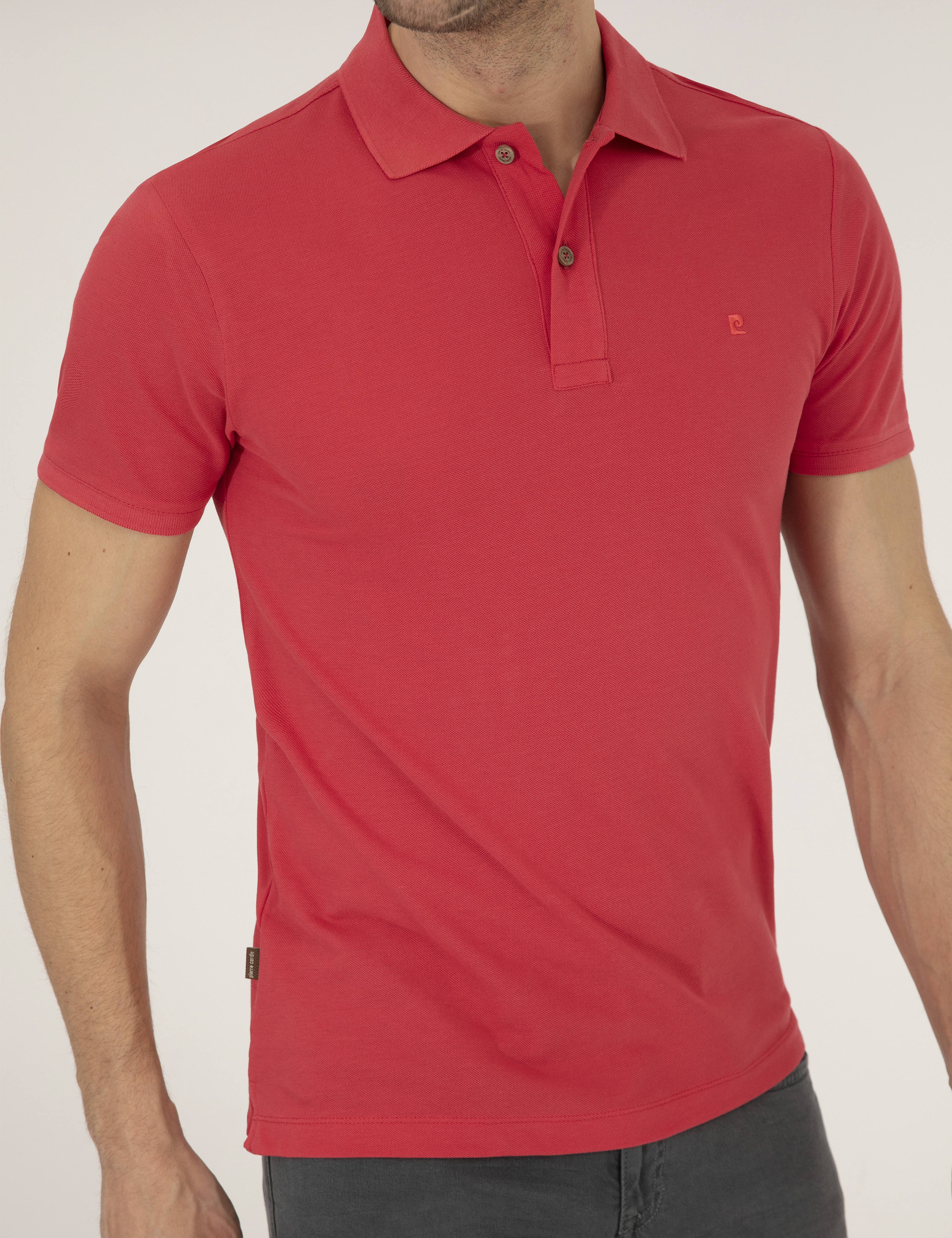 Kırmızı Slim Fit Polo Yaka Basic Tişört - Image 6