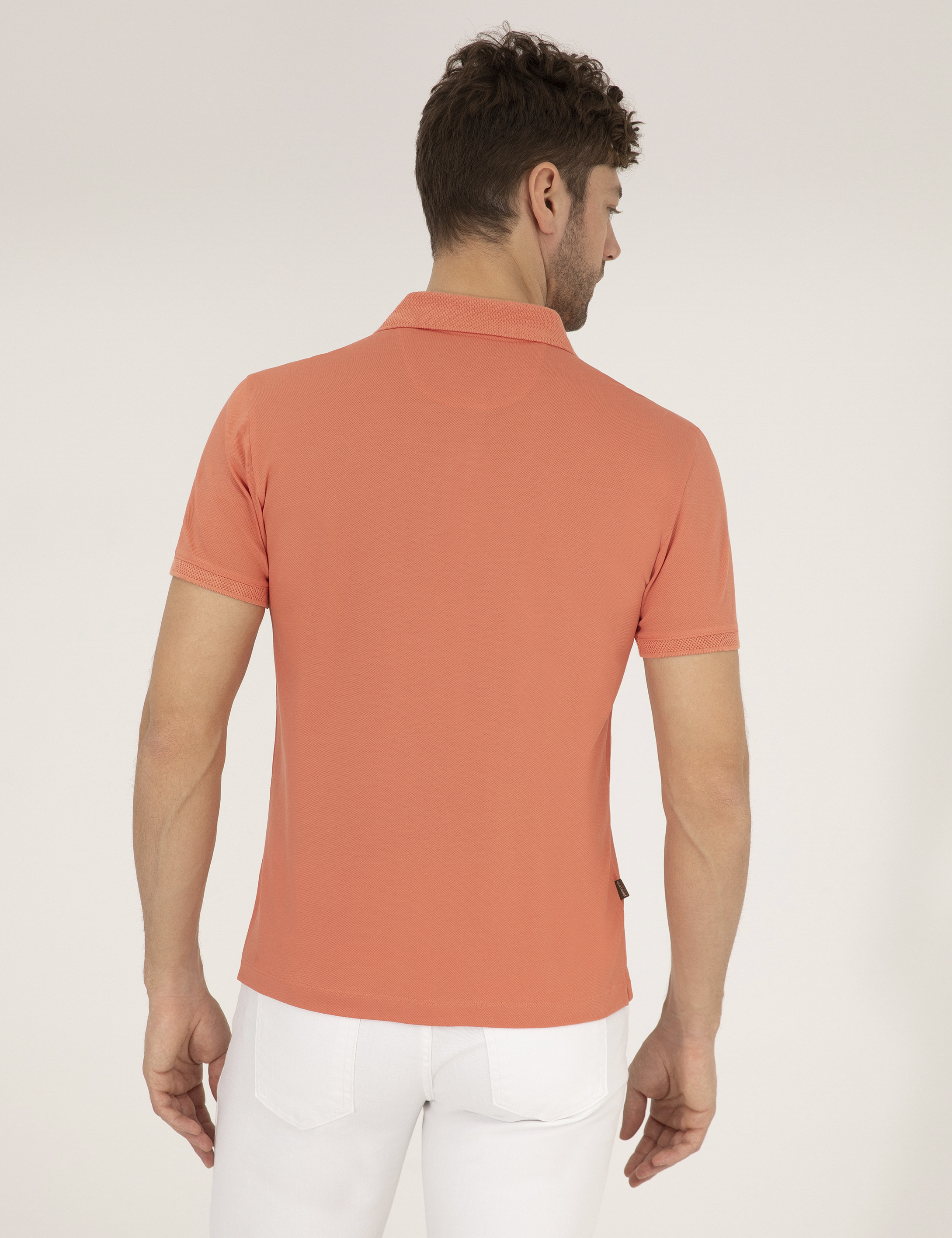 Pierre Cardin Pembe Slim Fit %100 Pamuk Düğmeli Polo Yaka Merserize Basic Tişört görsel 4