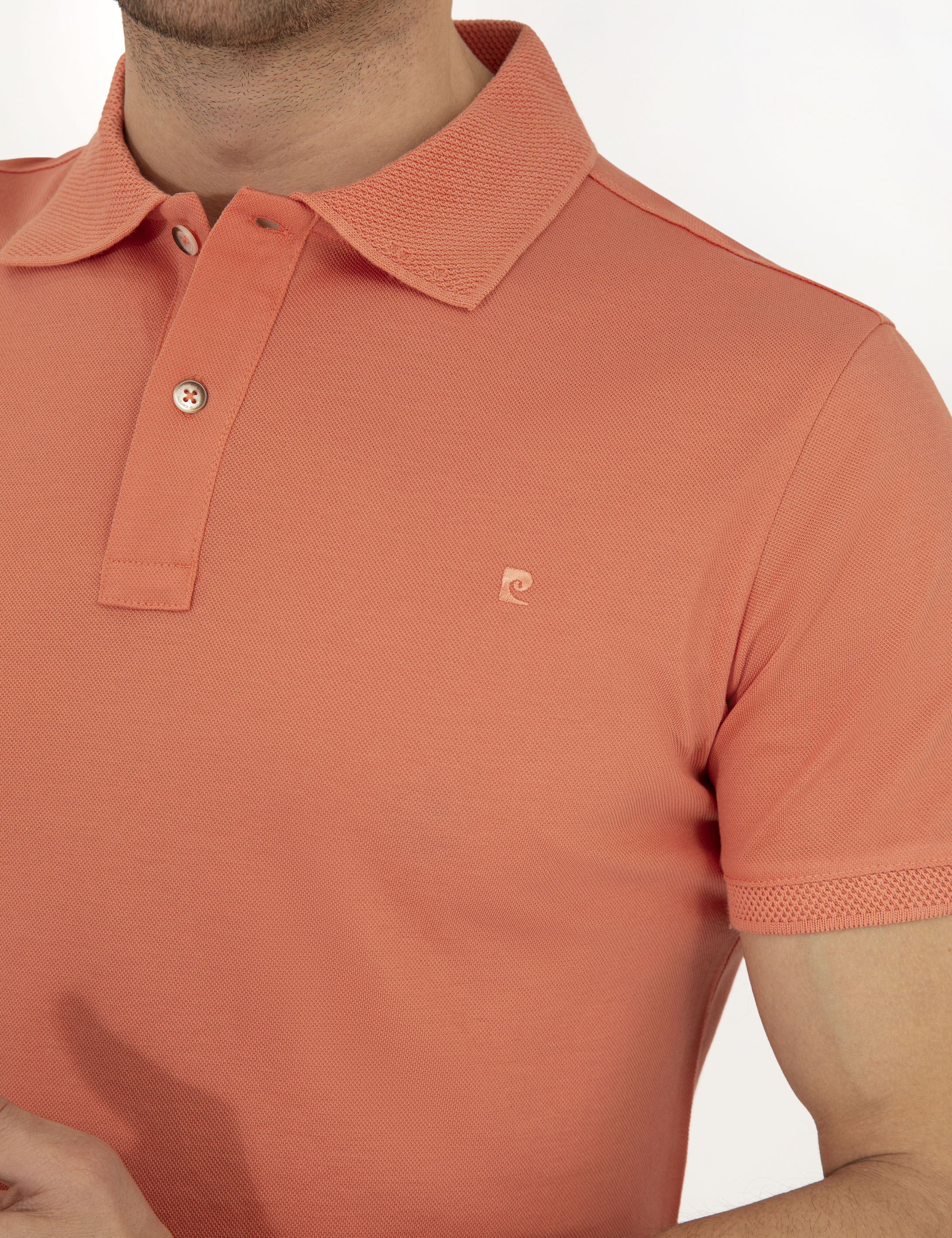 Pierre Cardin Pembe Slim Fit %100 Pamuk Düğmeli Polo Yaka Merserize Basic Tişört görsel 7