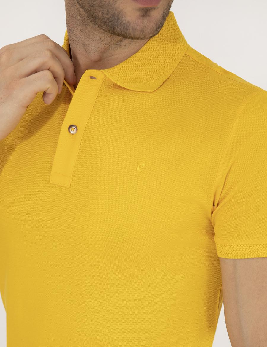 Sarı Slim Fit Polo Yaka Merserize Tişört