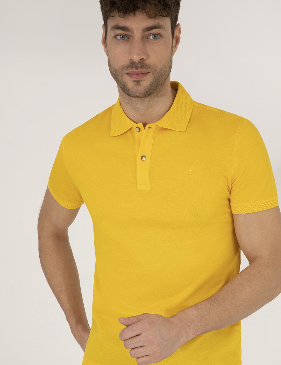 Sarı Slim Fit Polo Yaka Merserize Tişört