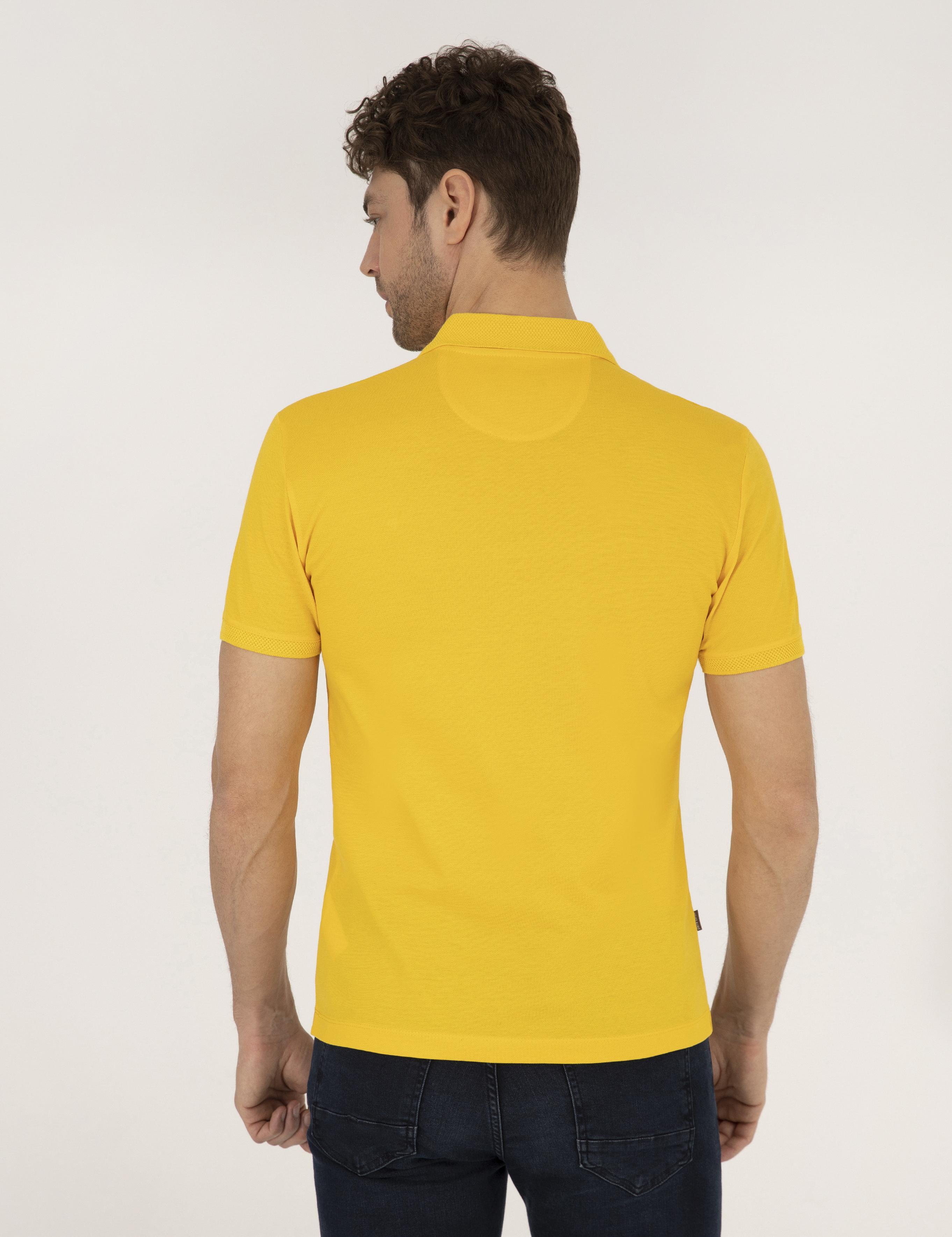 Sarı Slim Fit Polo Yaka Merserize Tişört