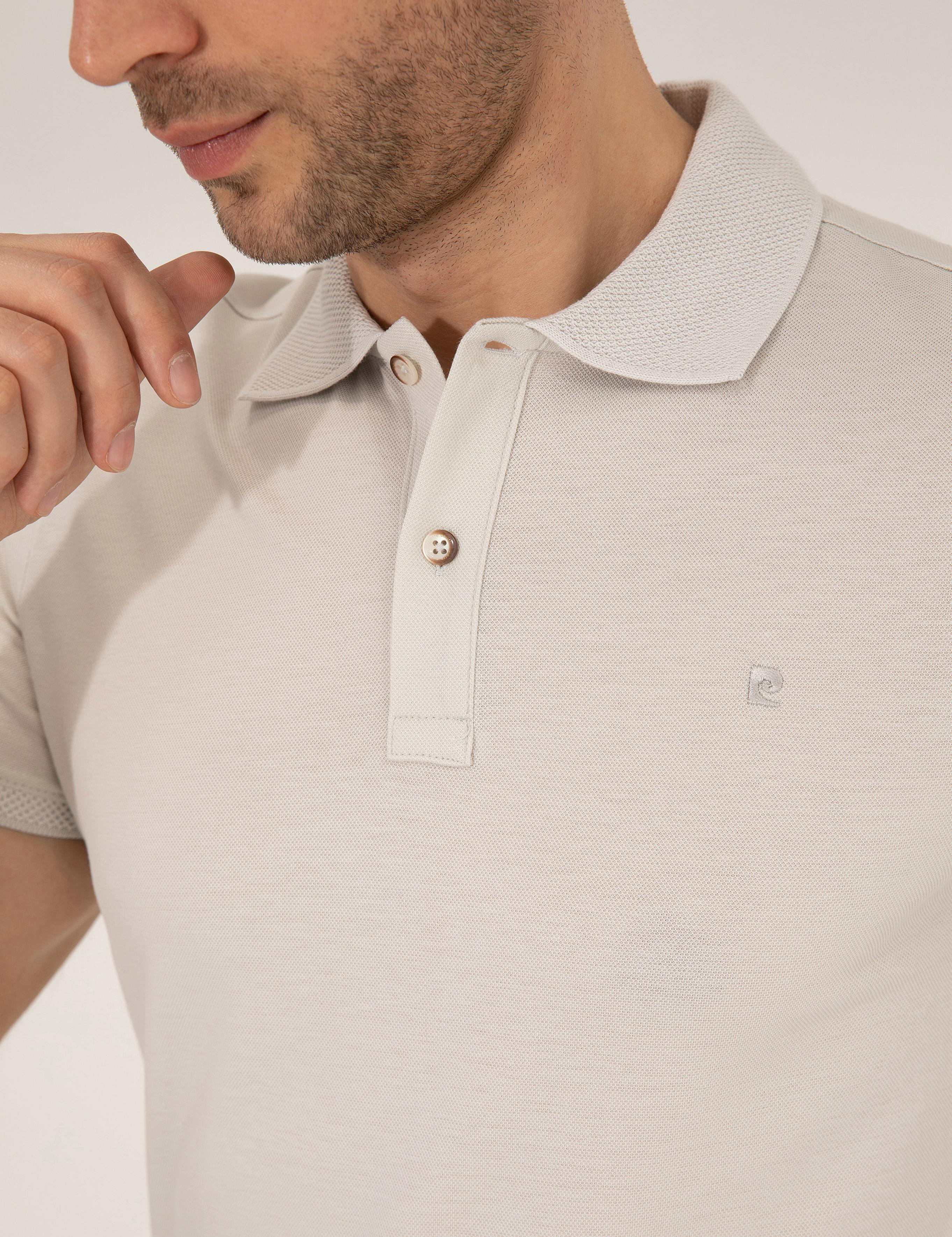 Açık Gri Slim Fit Polo Yaka Merserize Tişört