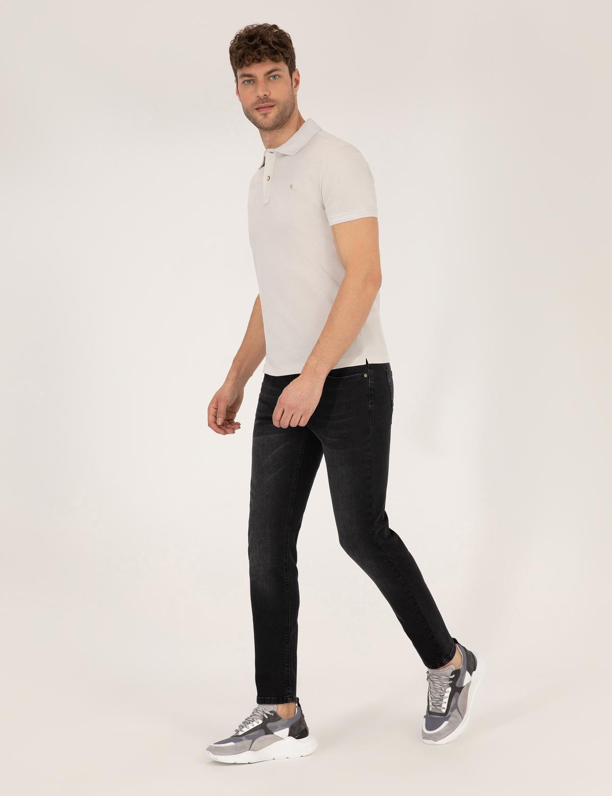 Açık Gri Slim Fit Polo Yaka Merserize Tişört - 50262665238