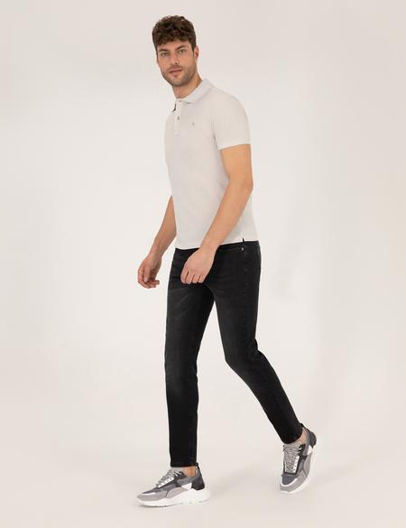 Açık Gri Slim Fit Polo Yaka Merserize Tişört - 50262665238