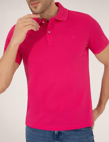 Pembe Slim Fit Polo Yaka Merserize Tişört - 50262665268