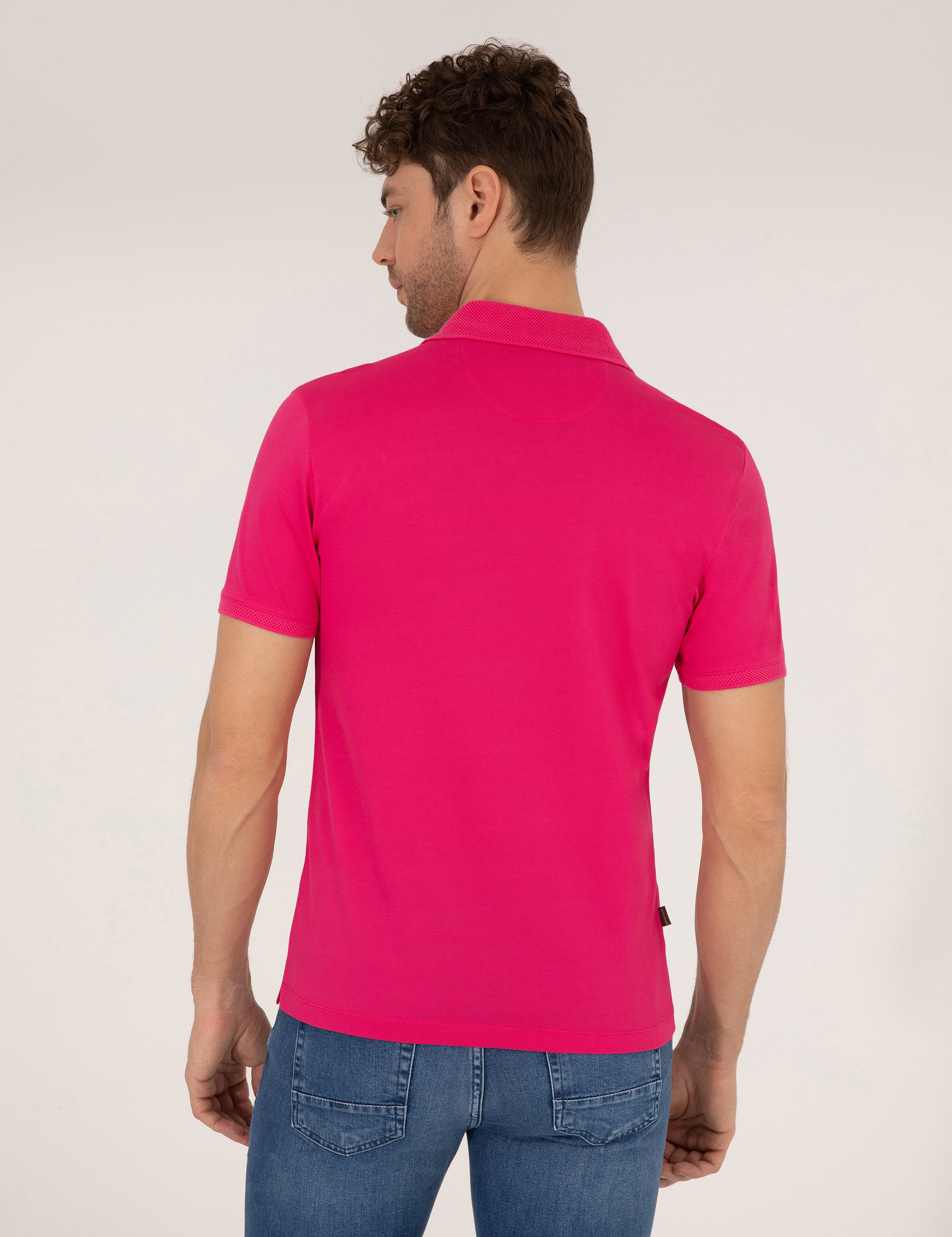 Pierre Cardin Pembe Slim Fit %100 Pamuk Düğmeli Polo Yaka Merserize Basic Tişört görsel 5