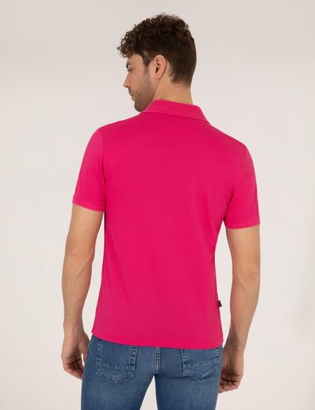 Pembe Slim Fit Polo Yaka Merserize Tişört - 50262665268