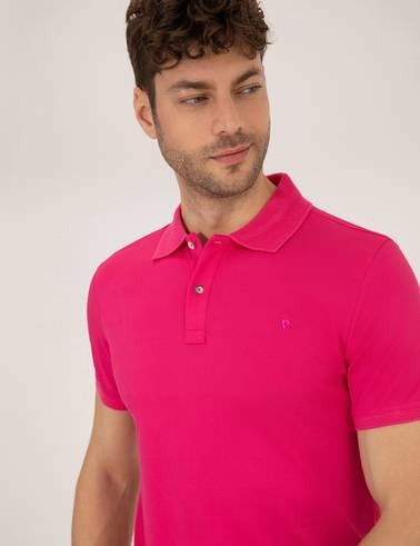 Pembe Slim Fit Polo Yaka Merserize Tişört