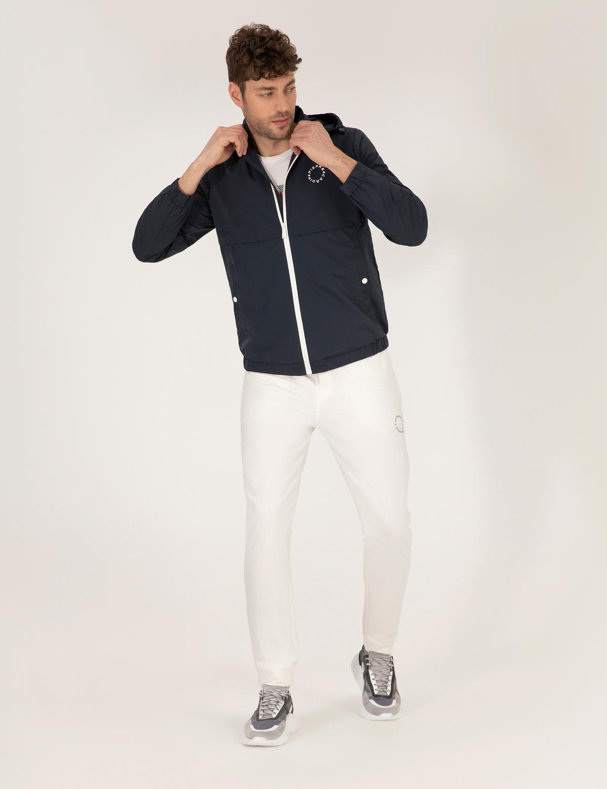 Lacivert Kapüşonlu Spor Mont - 50262871024