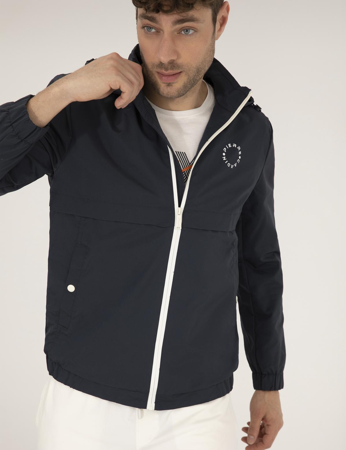 Lacivert Kapüşonlu Spor Mont - 50262871024