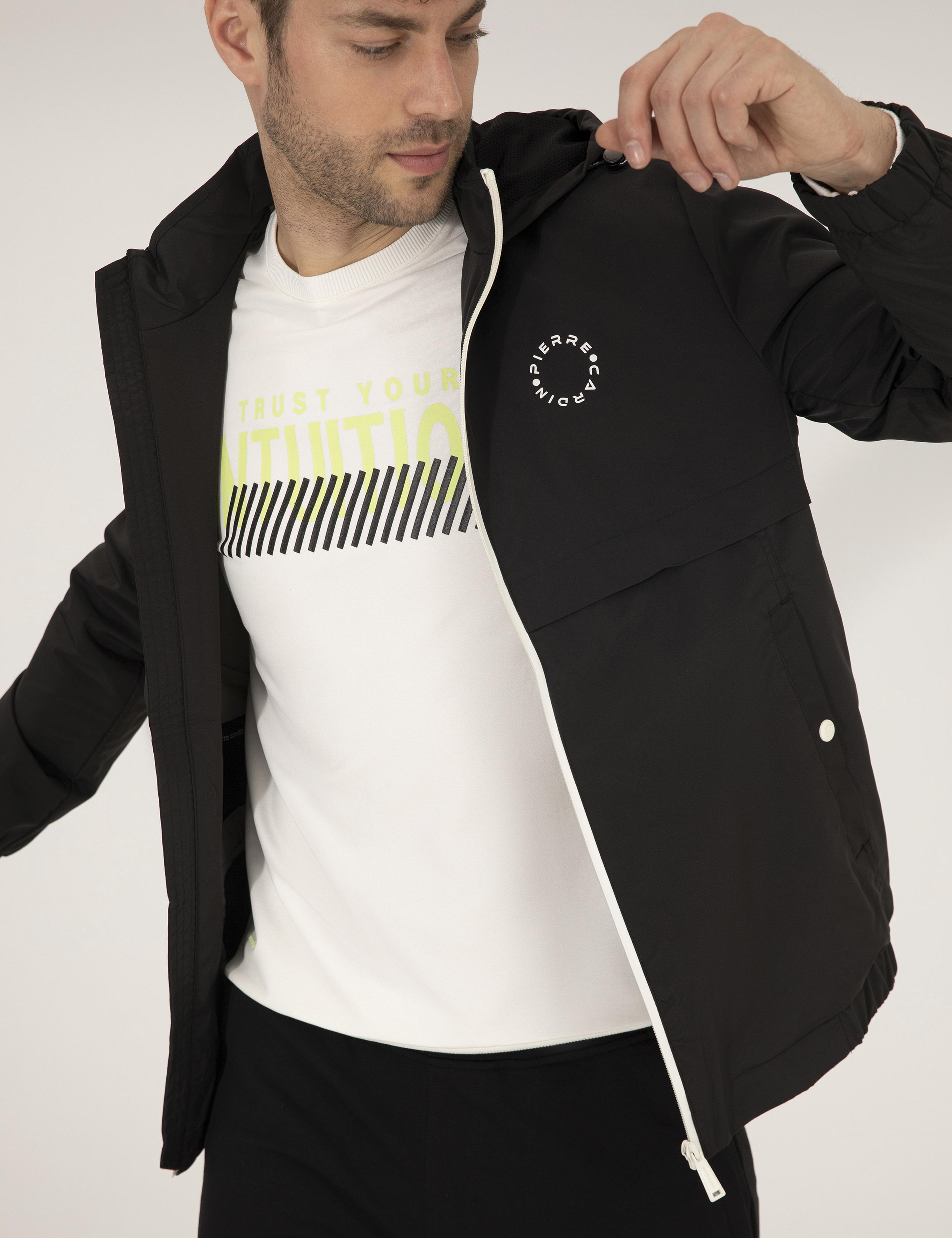 Siyah Kapüşonlu Spor Mont