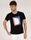 Siyah Baskılı Bisiklet Yaka Tişört