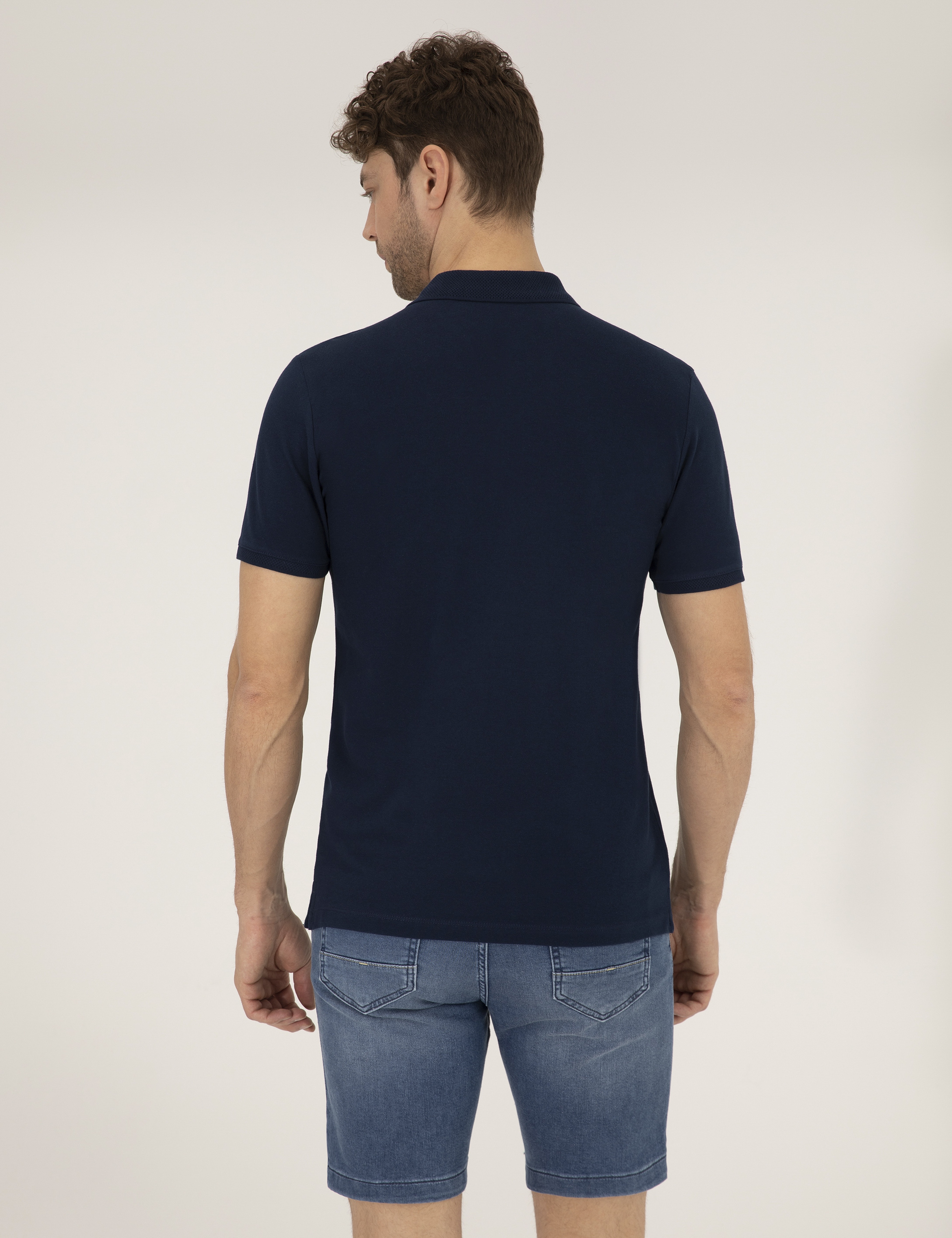 Lacivert Slim Fit Fermuarlı Polo Yaka Tişört