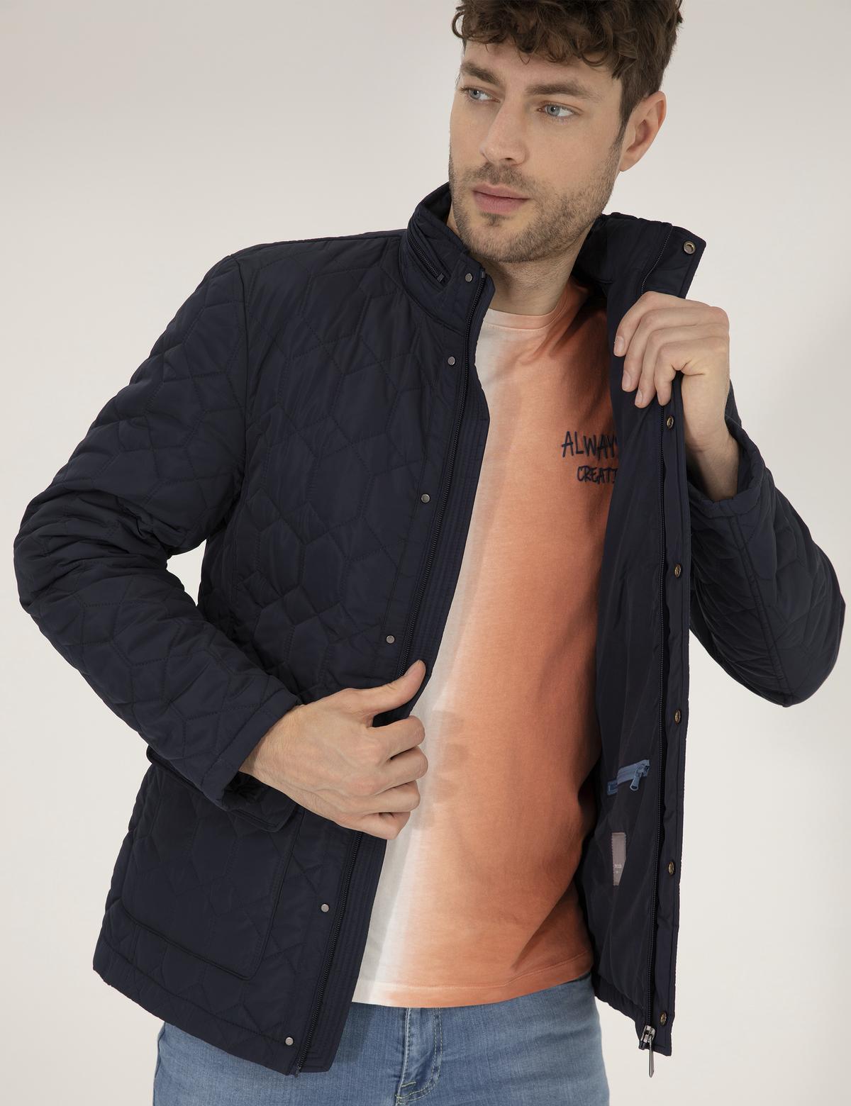 Lacivert Kapitoneli Mevsimlik Mont - 50264592006