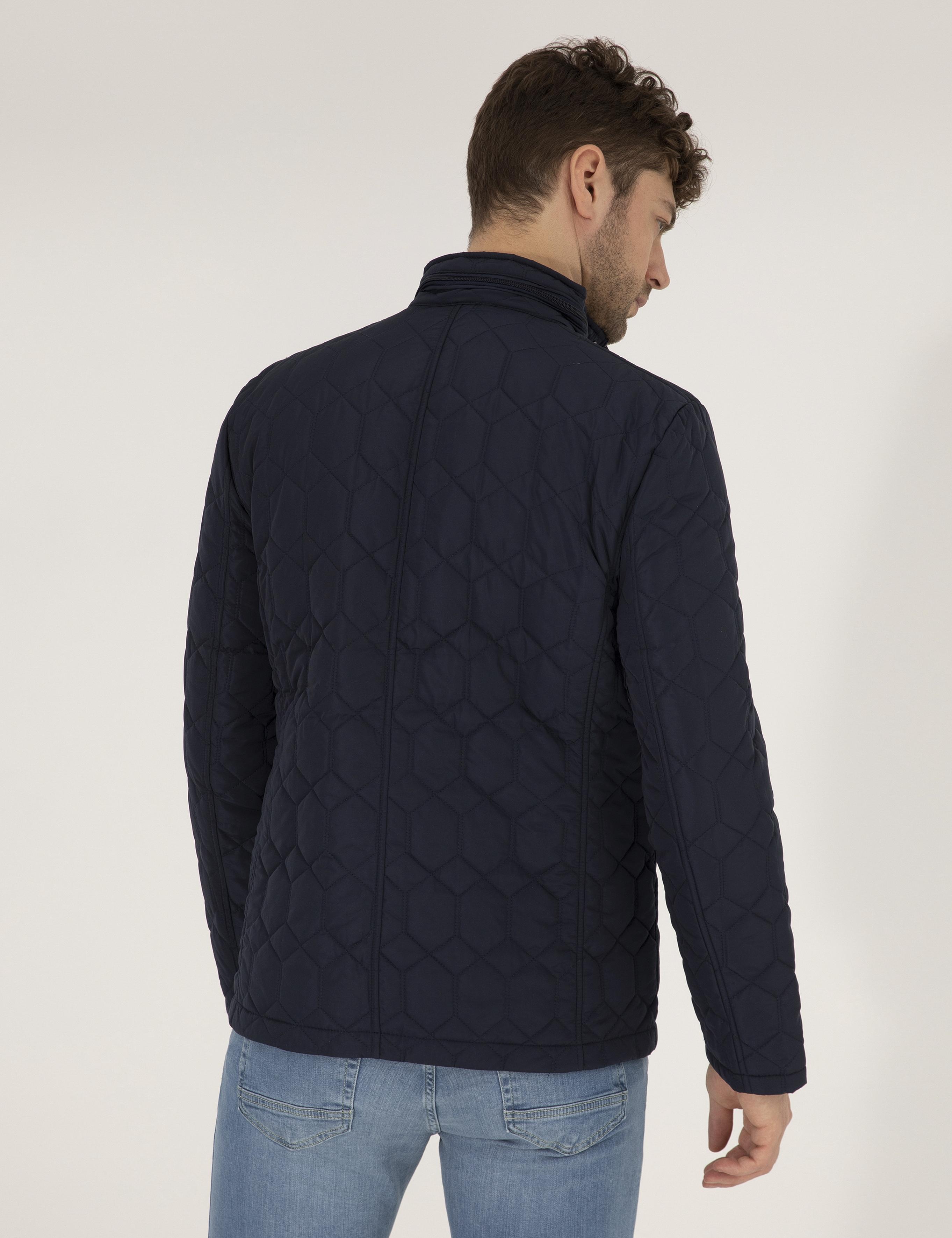 Lacivert Kapitoneli Mevsimlik Mont