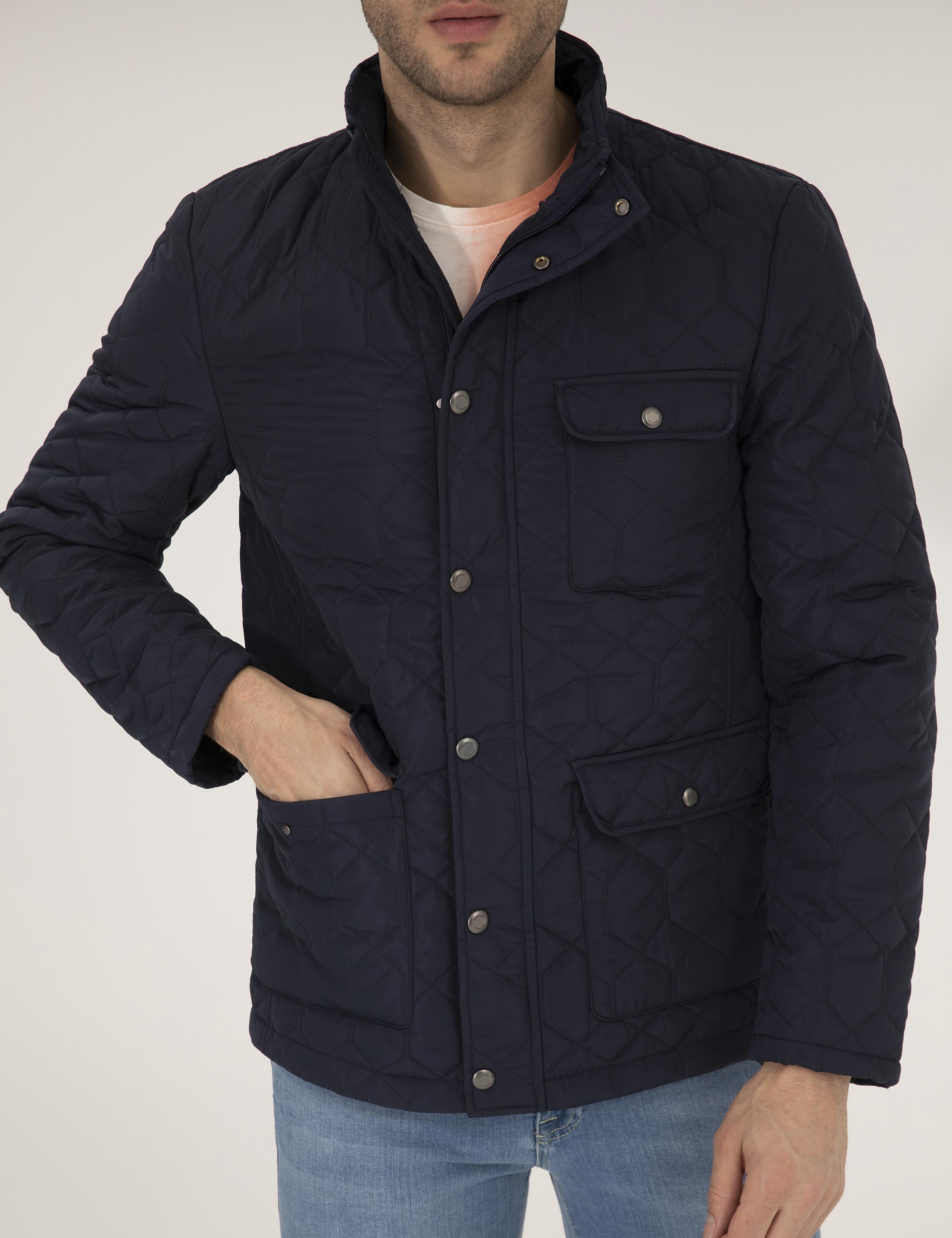 Lacivert Kapitoneli Mevsimlik Mont