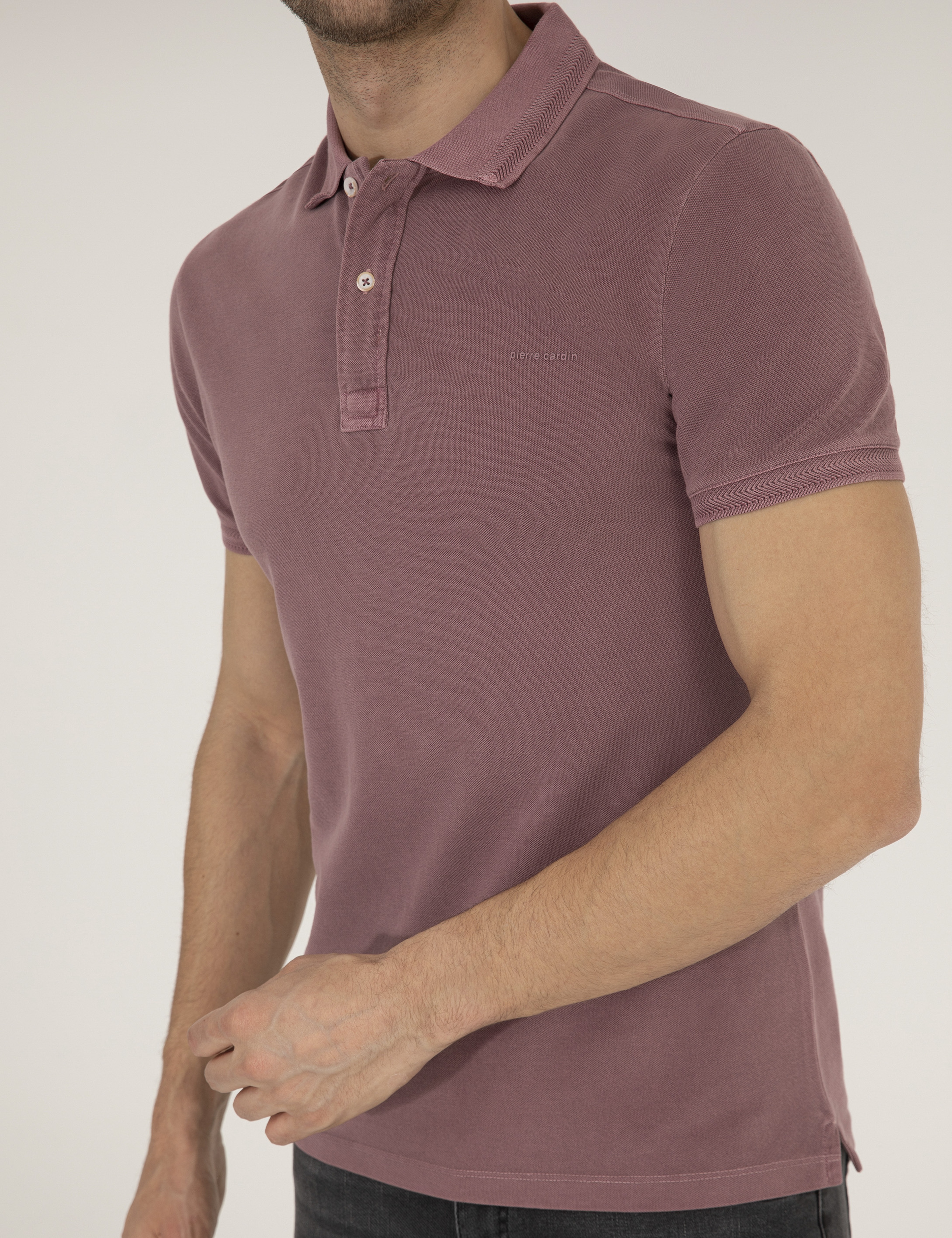Pembe Dokulu Slim Fit Polo Yaka Tişört - Image 6