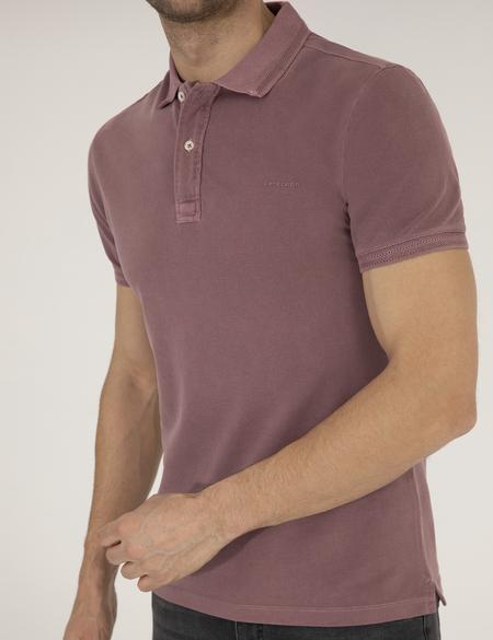 Pembe Dokulu Slim Fit Polo Yaka Tişört - 50264742054