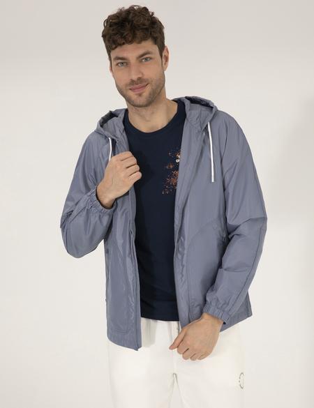 İndigo Kapüşonlu Rüzgarlık Mont - 50266919013