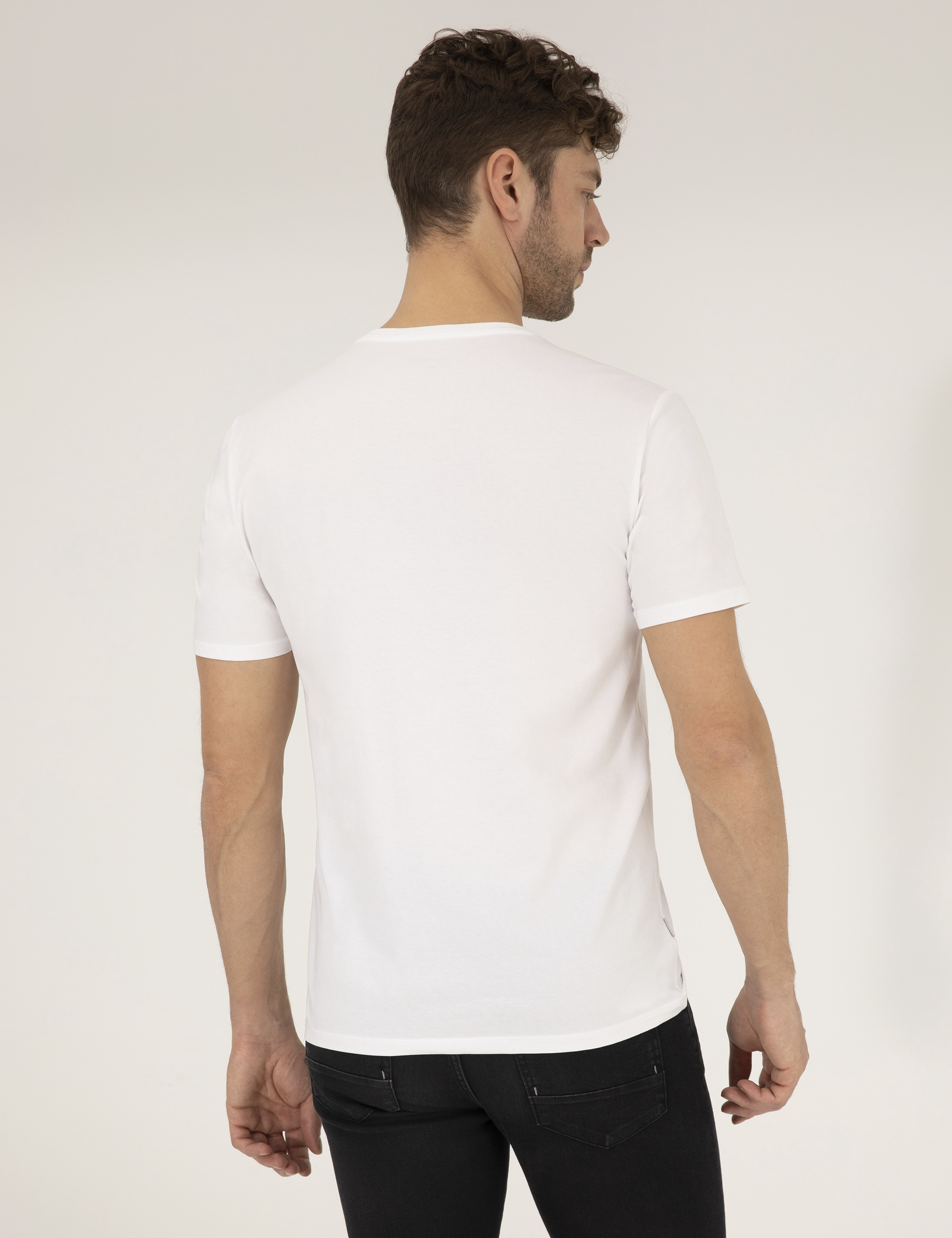Pierre Cardin Beyaz Slim Fit Bisiklet Yaka Basic Tişört görsel 5