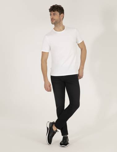 Beyaz Slim Fit Bisiklet Yaka Basic Tişört