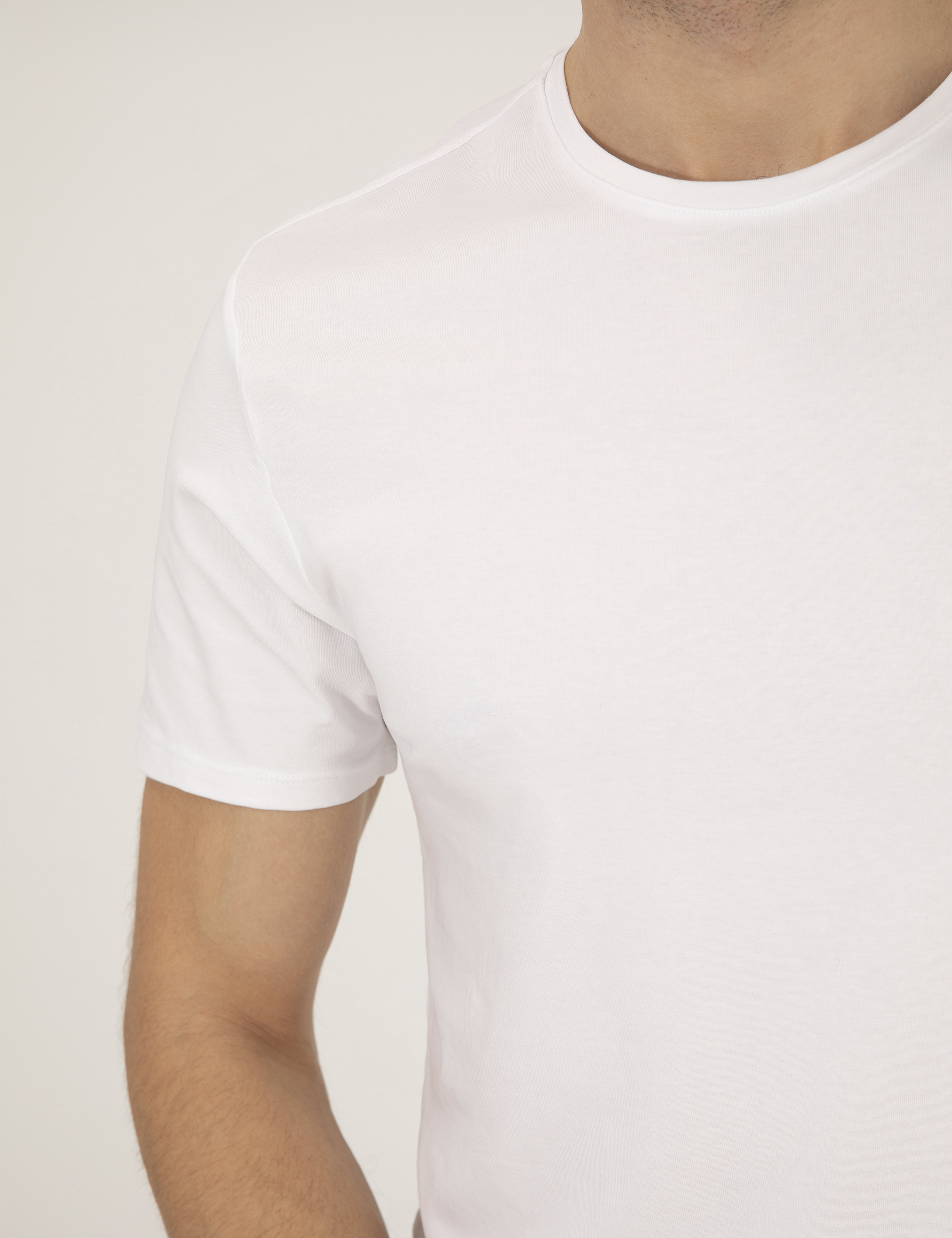 Pierre Cardin Beyaz Slim Fit Bisiklet Yaka Basic Tişört görsel 7