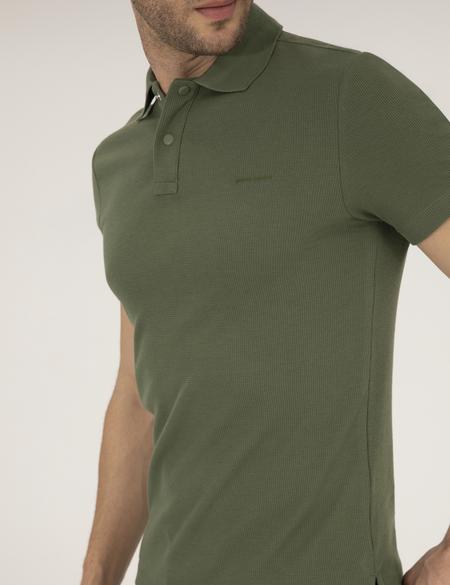 Haki Dokulu Slim Fit Polo Yaka Tişört - 50269310028
