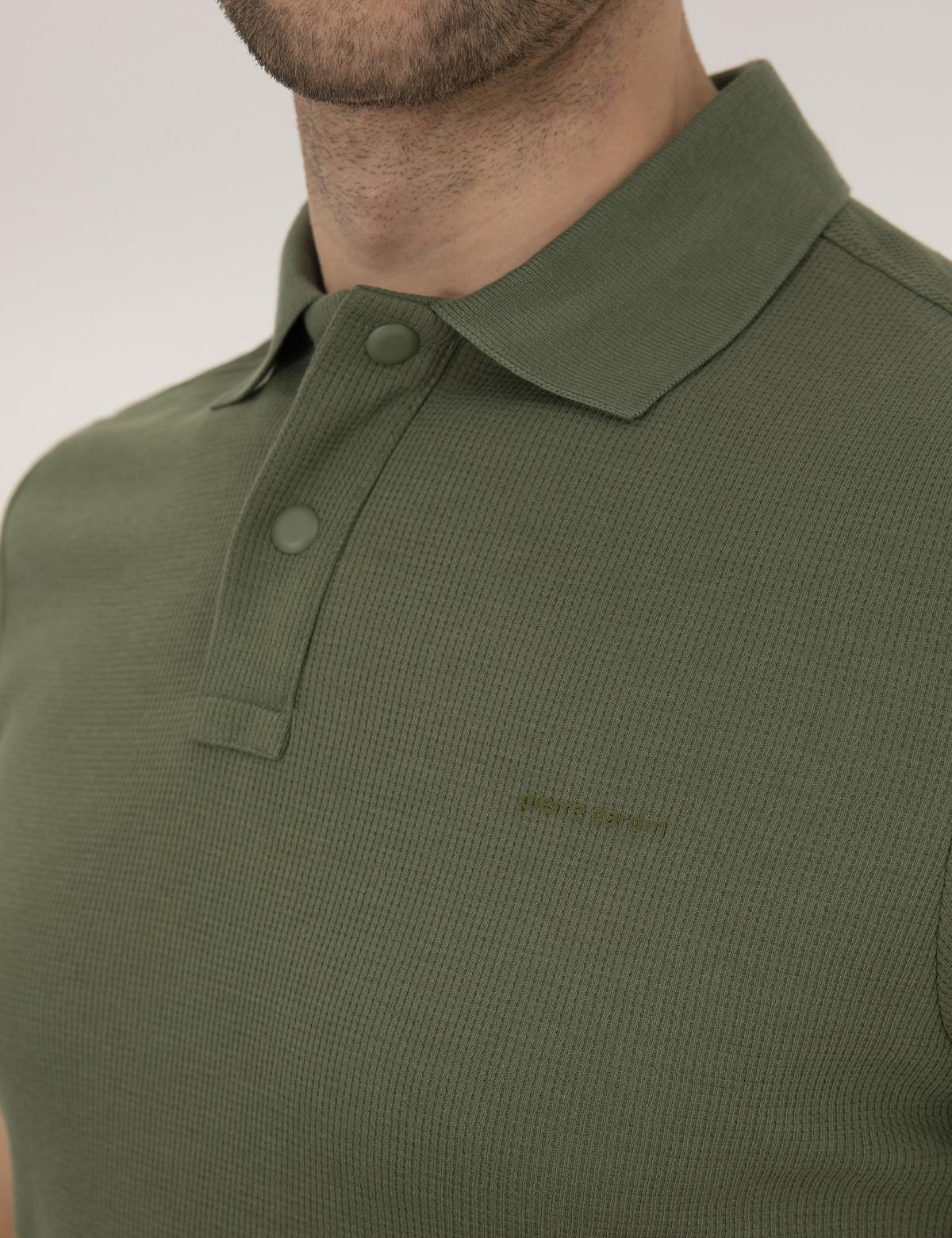 Haki Dokulu Slim Fit Polo Yaka Tişört - 50269310028